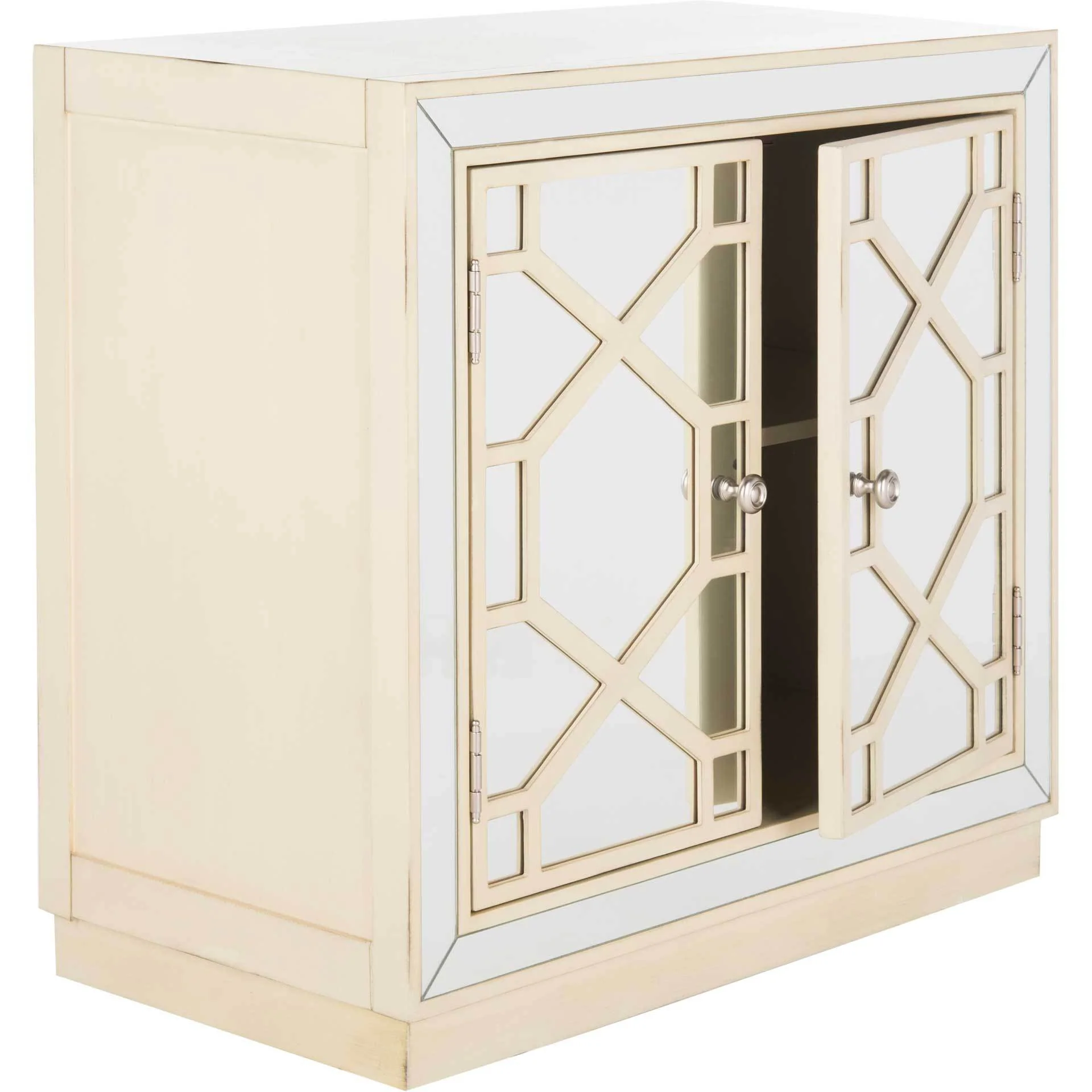 Julio 2 Door Chest Antique Beige/Nickel/Mirror - Image 2