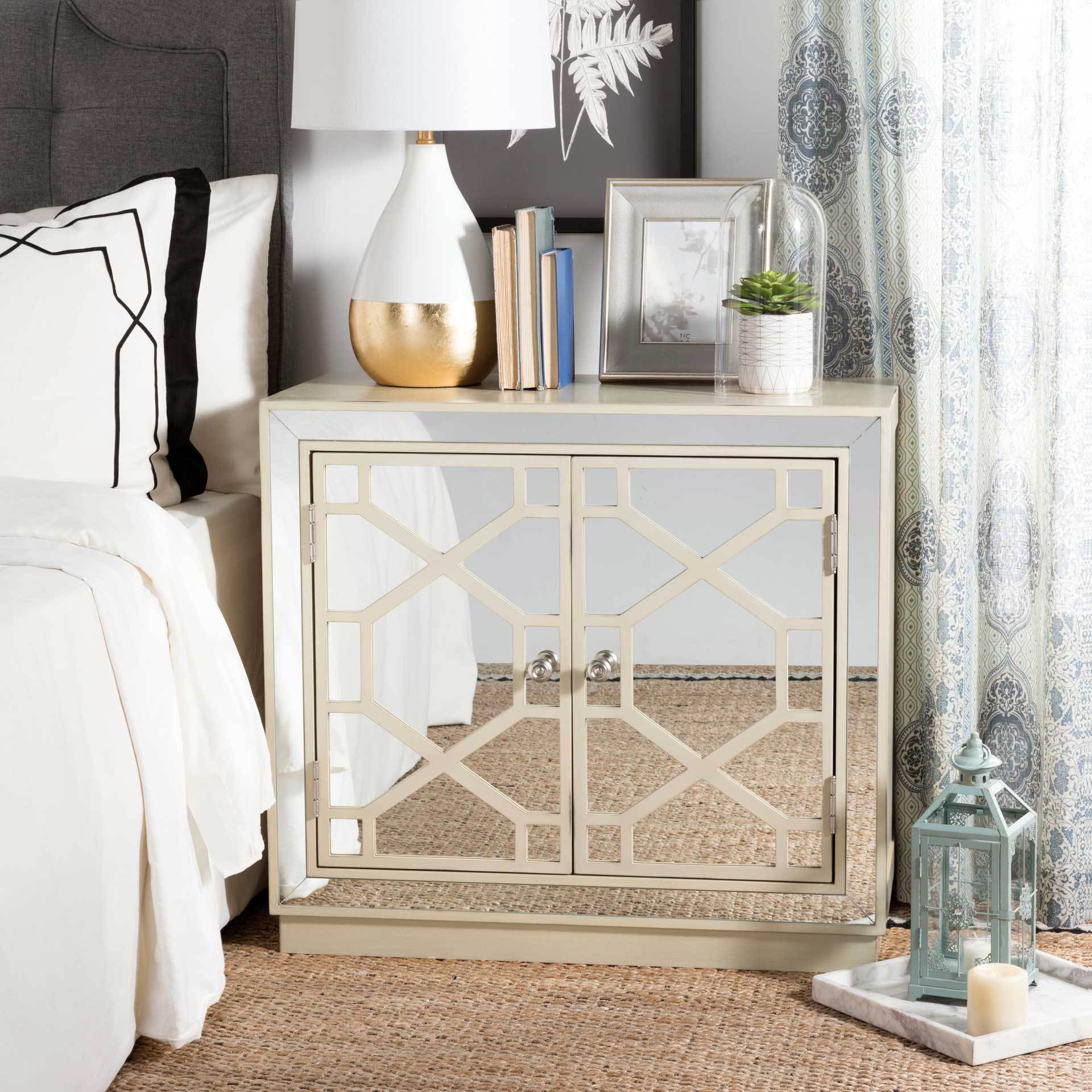 Julio 2 Door Chest Antique Beige/Nickel/Mirror - Image 5