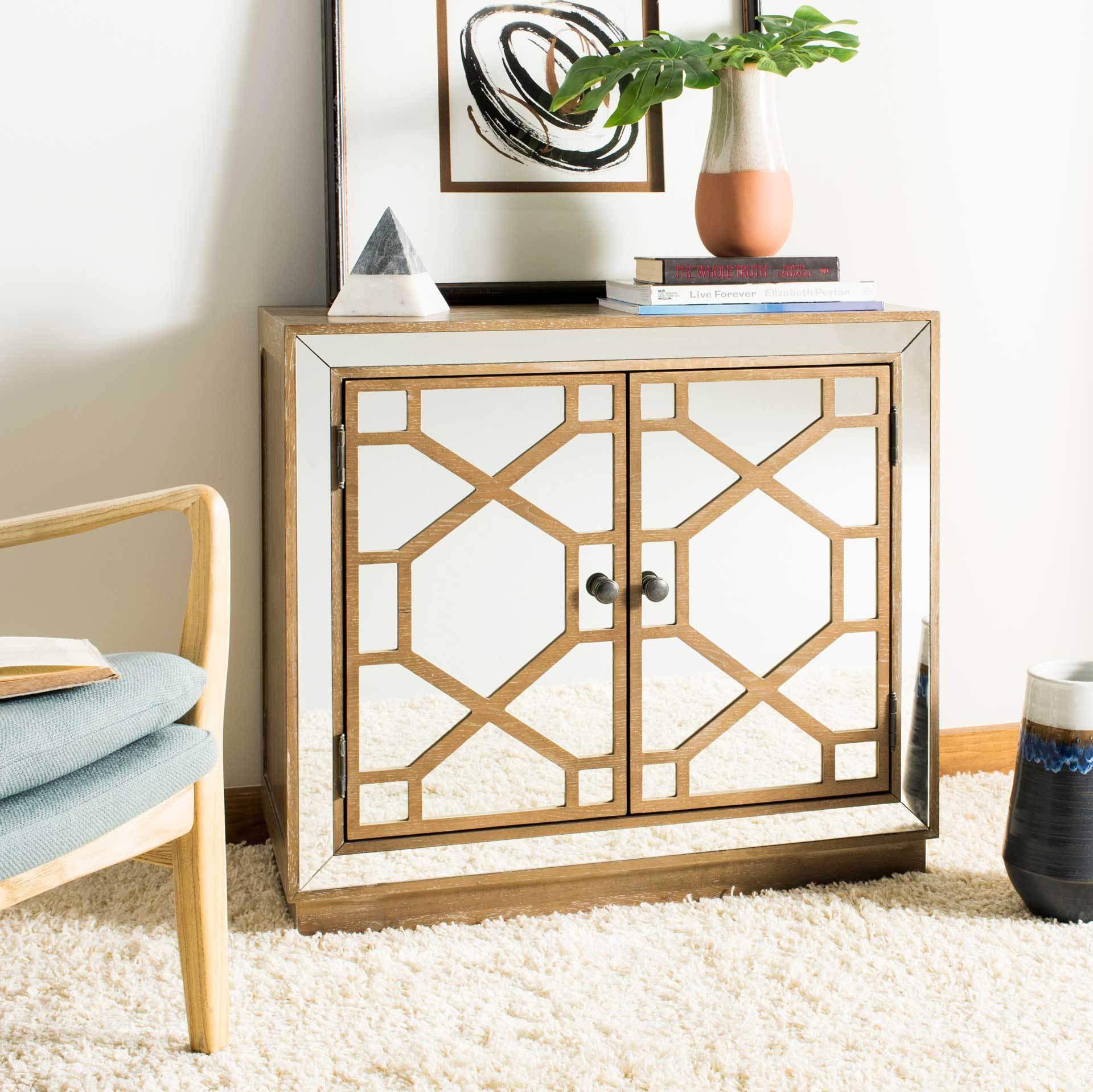 Julio 2 Door Chest Oak/Dark Bronze/Mirror - Image 7