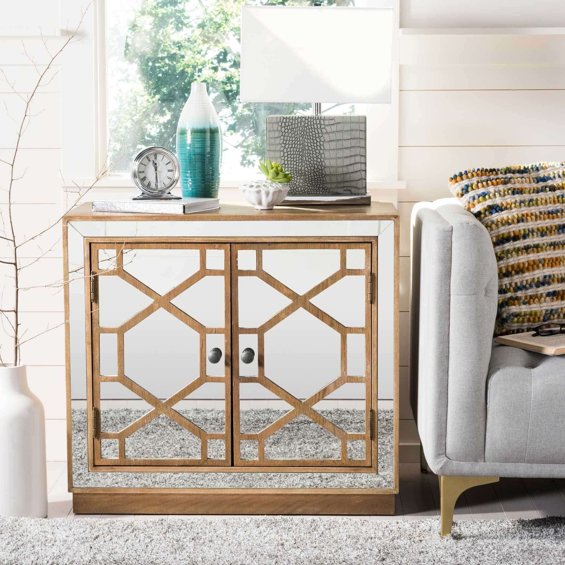 Julio 2 Door Chest Oak/Dark Bronze/Mirror - Image 8