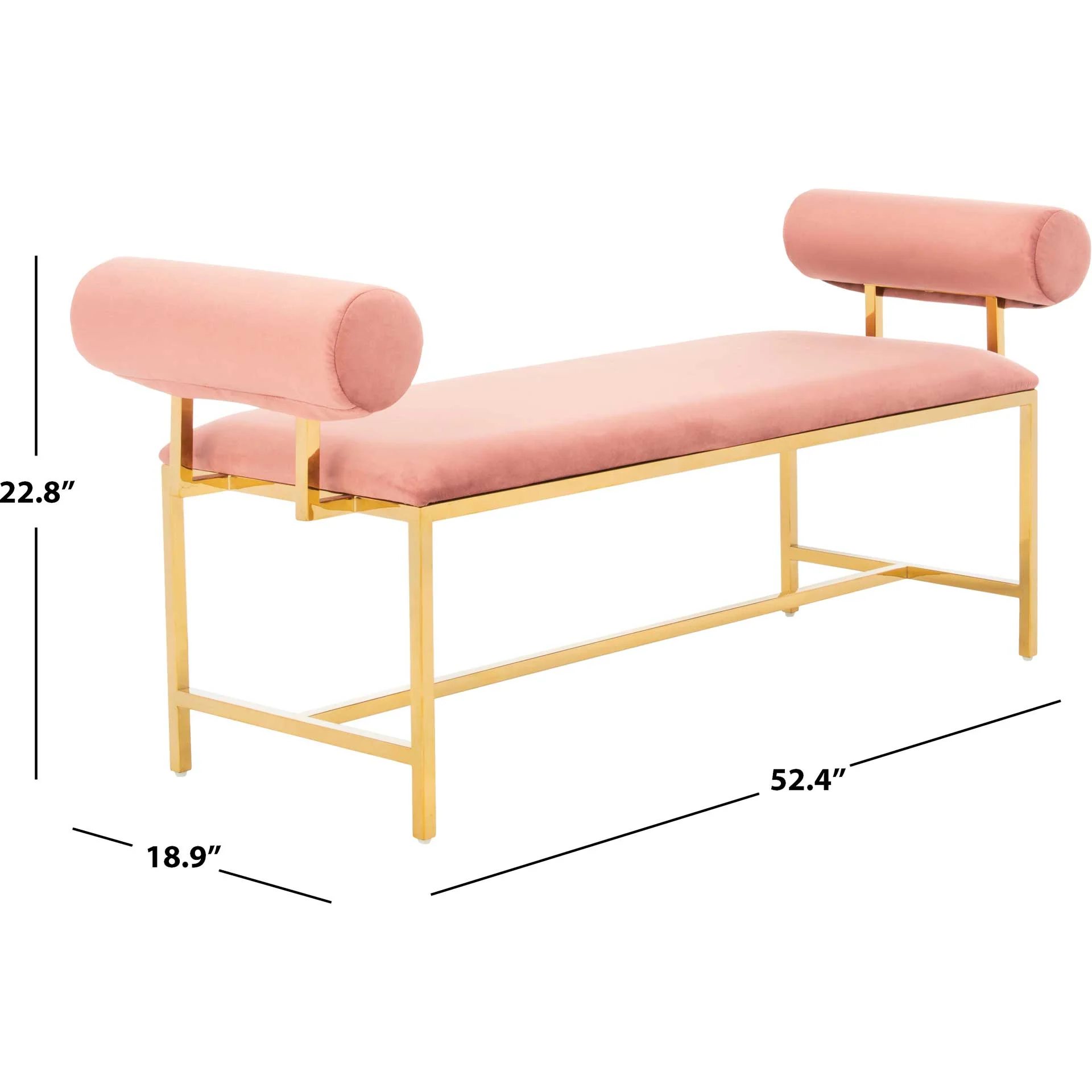 Julius Modern Bench Dusty Rose/Gold - Image 6