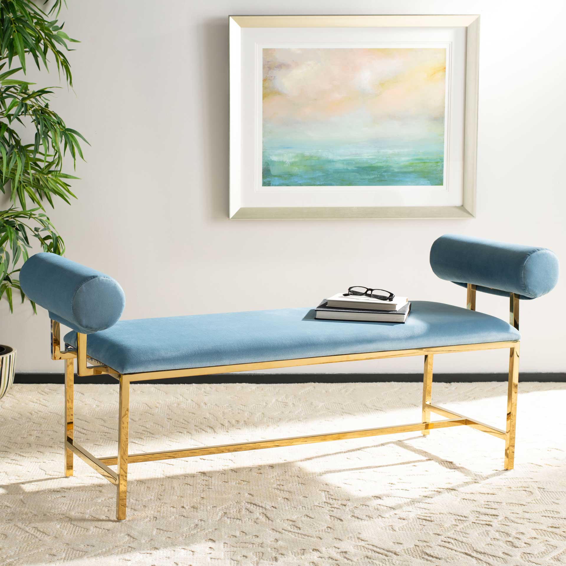 Julius Modern Bench Sky/Gold - Image 8