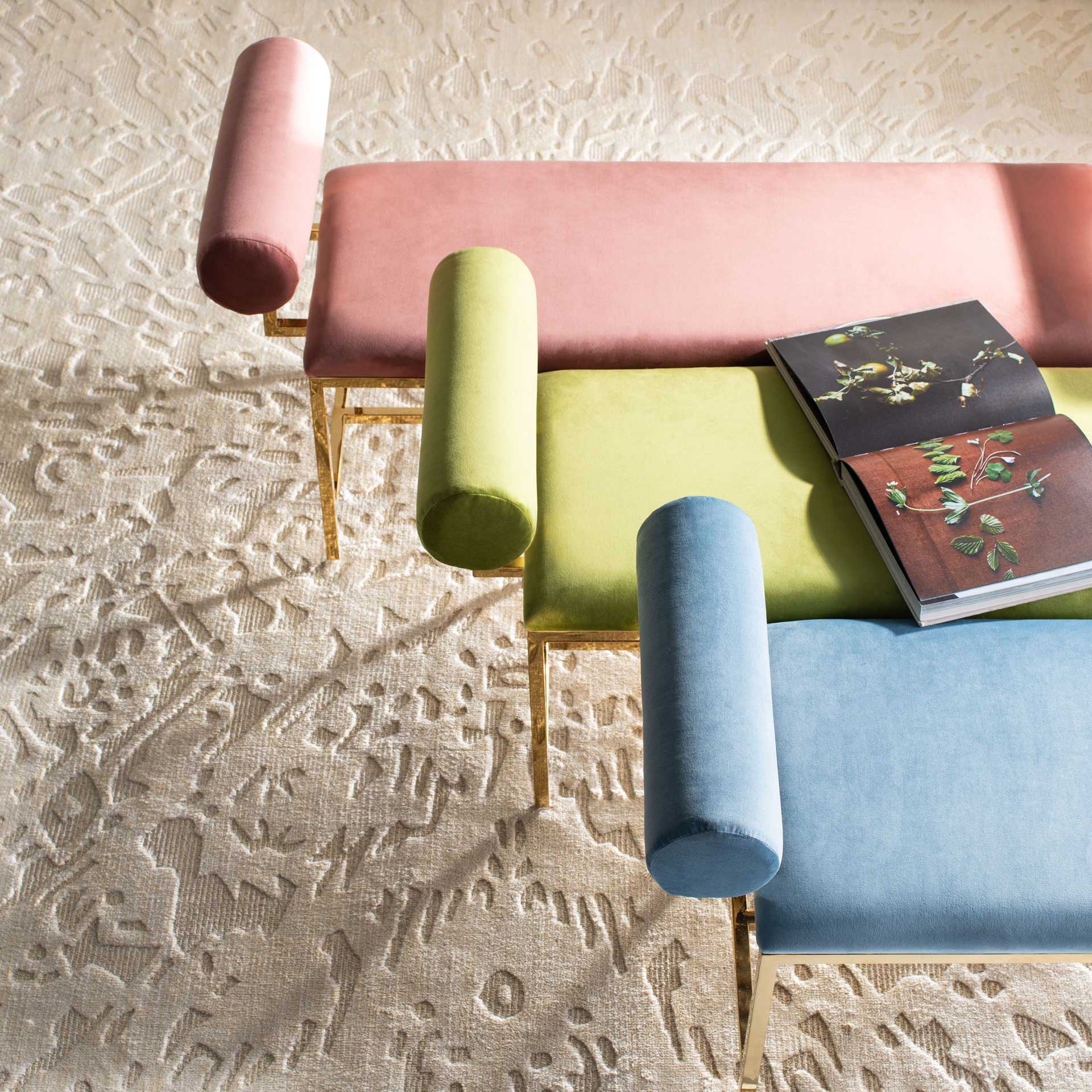 Julius Modern Bench Sky/Gold - Image 9