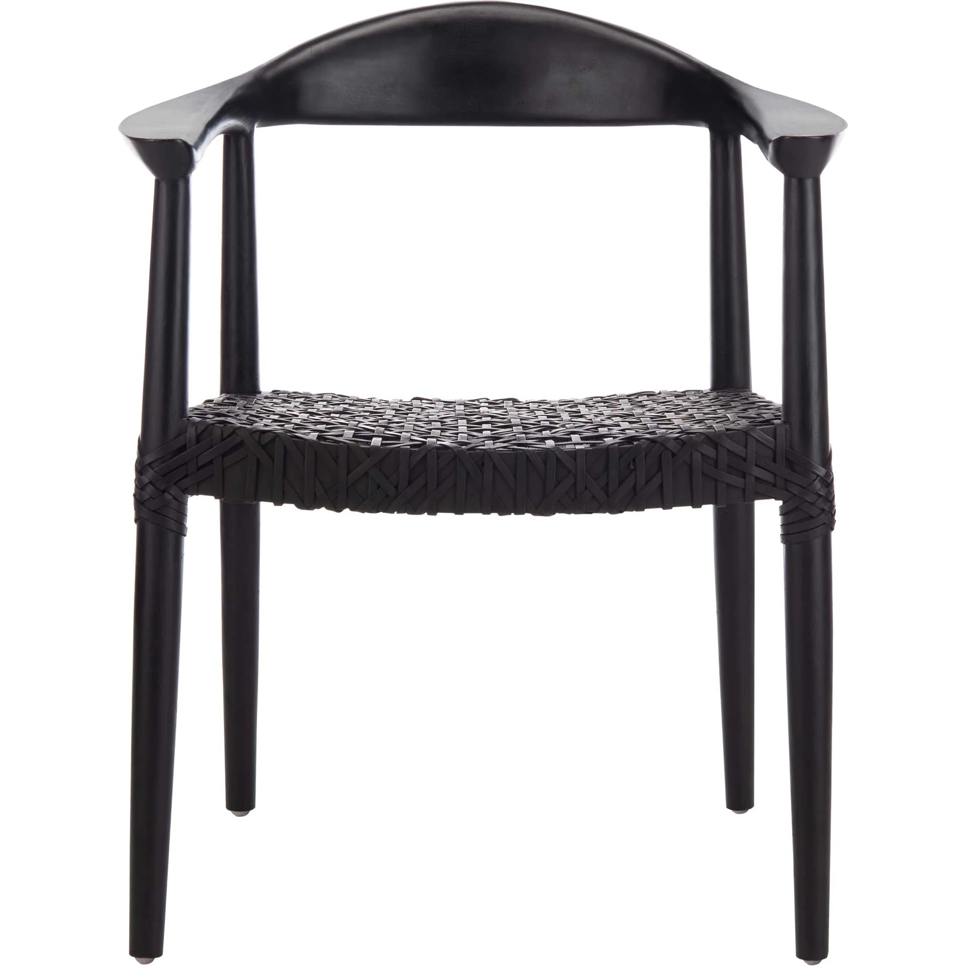 Justin Leather Woven Accent Chair Black - Image 2