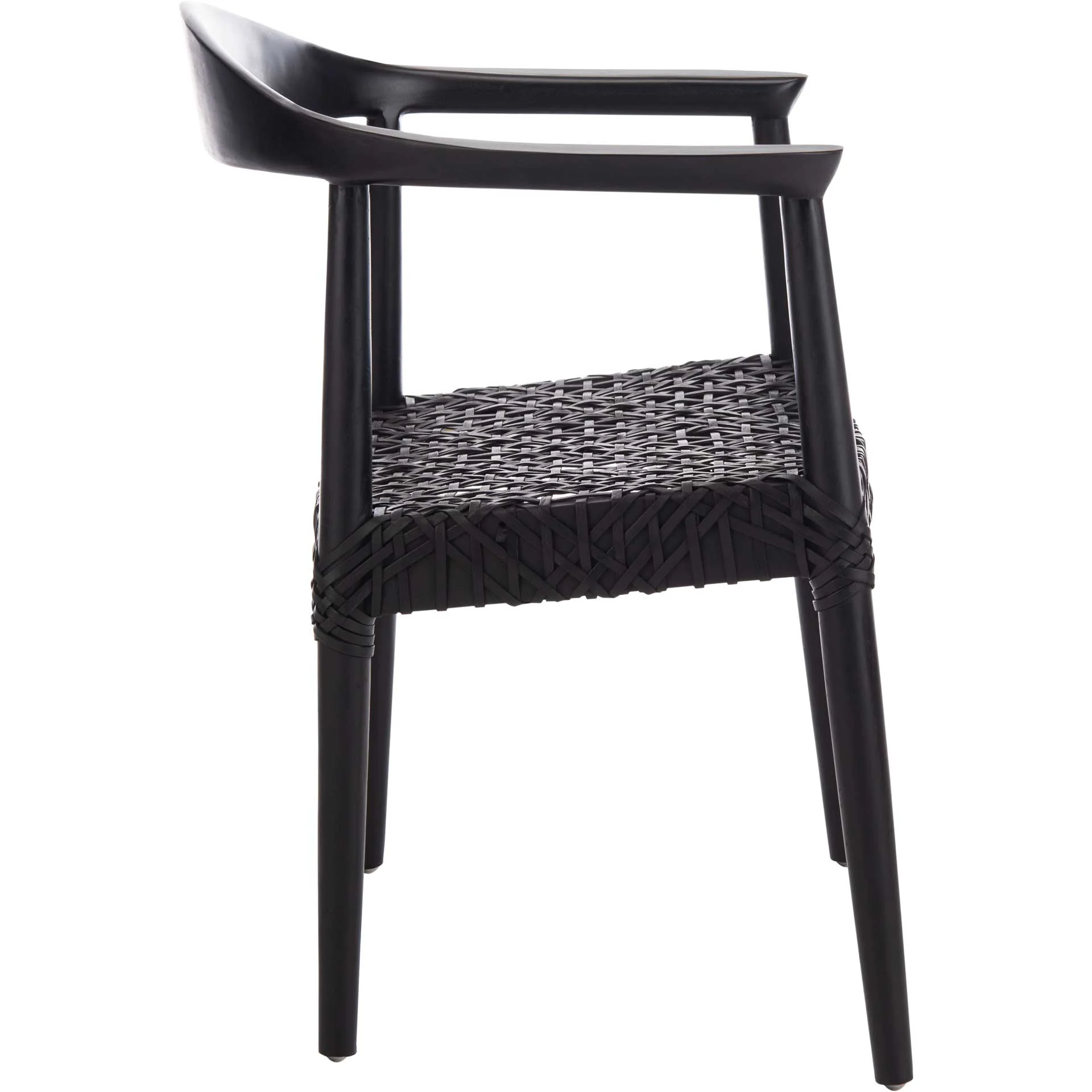 Justin Leather Woven Accent Chair Black - Image 3