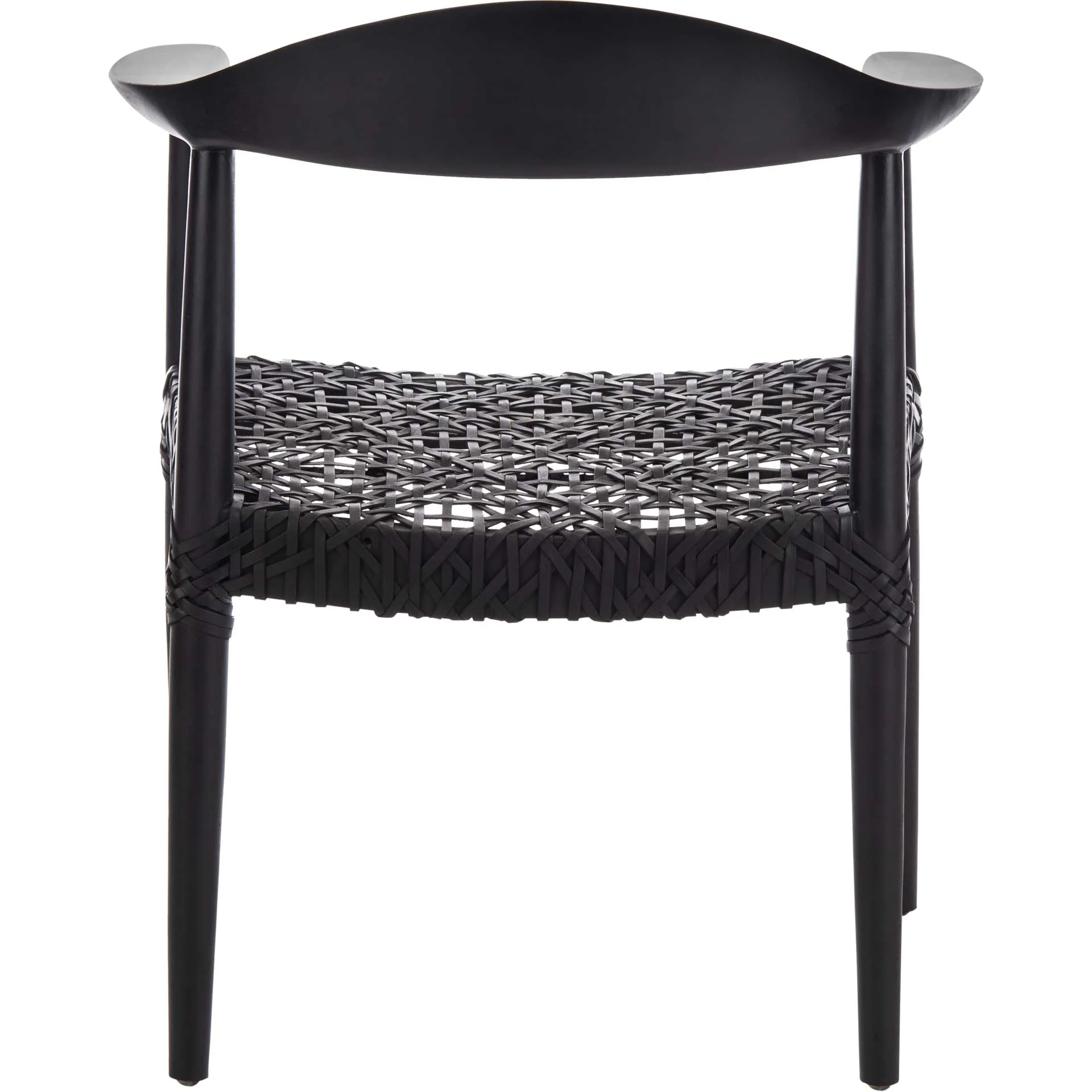 Justin Leather Woven Accent Chair Black - Image 4