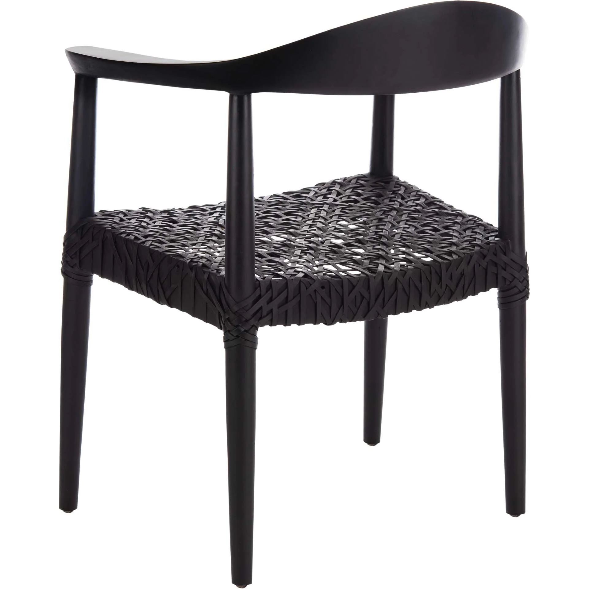 Justin Leather Woven Accent Chair Black - Image 5