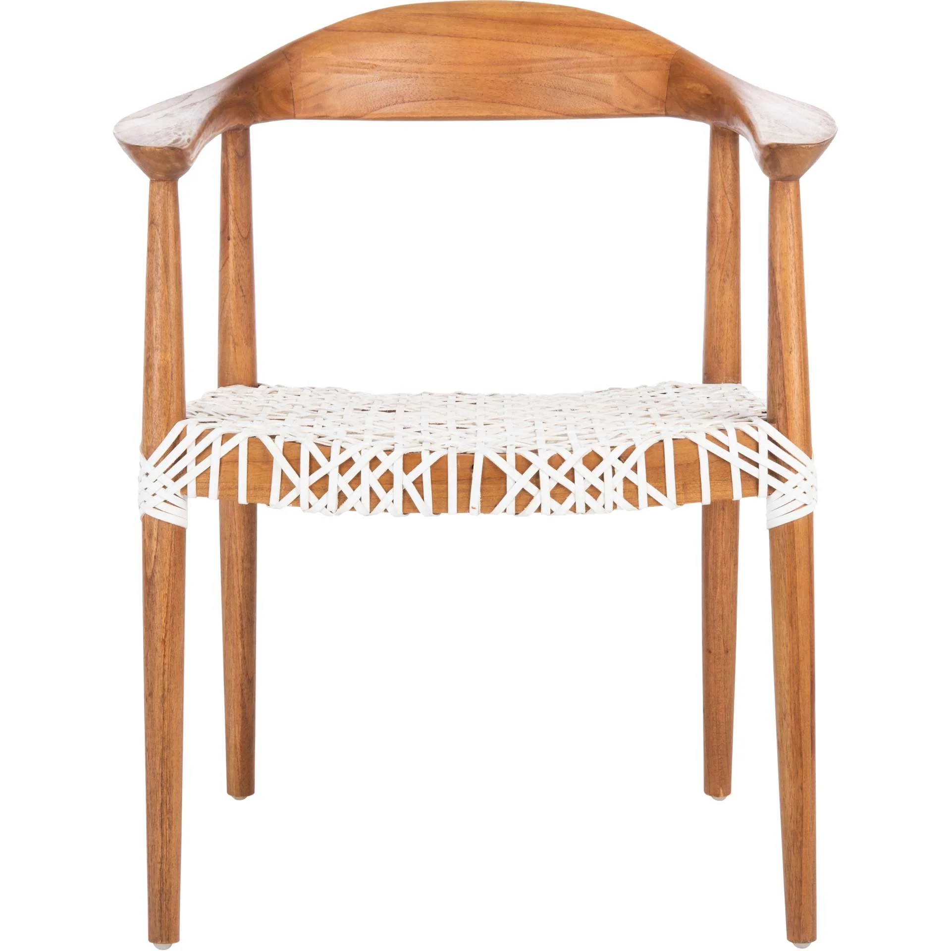 Justin Leather Woven Accent Chair Natural/White - Image 2