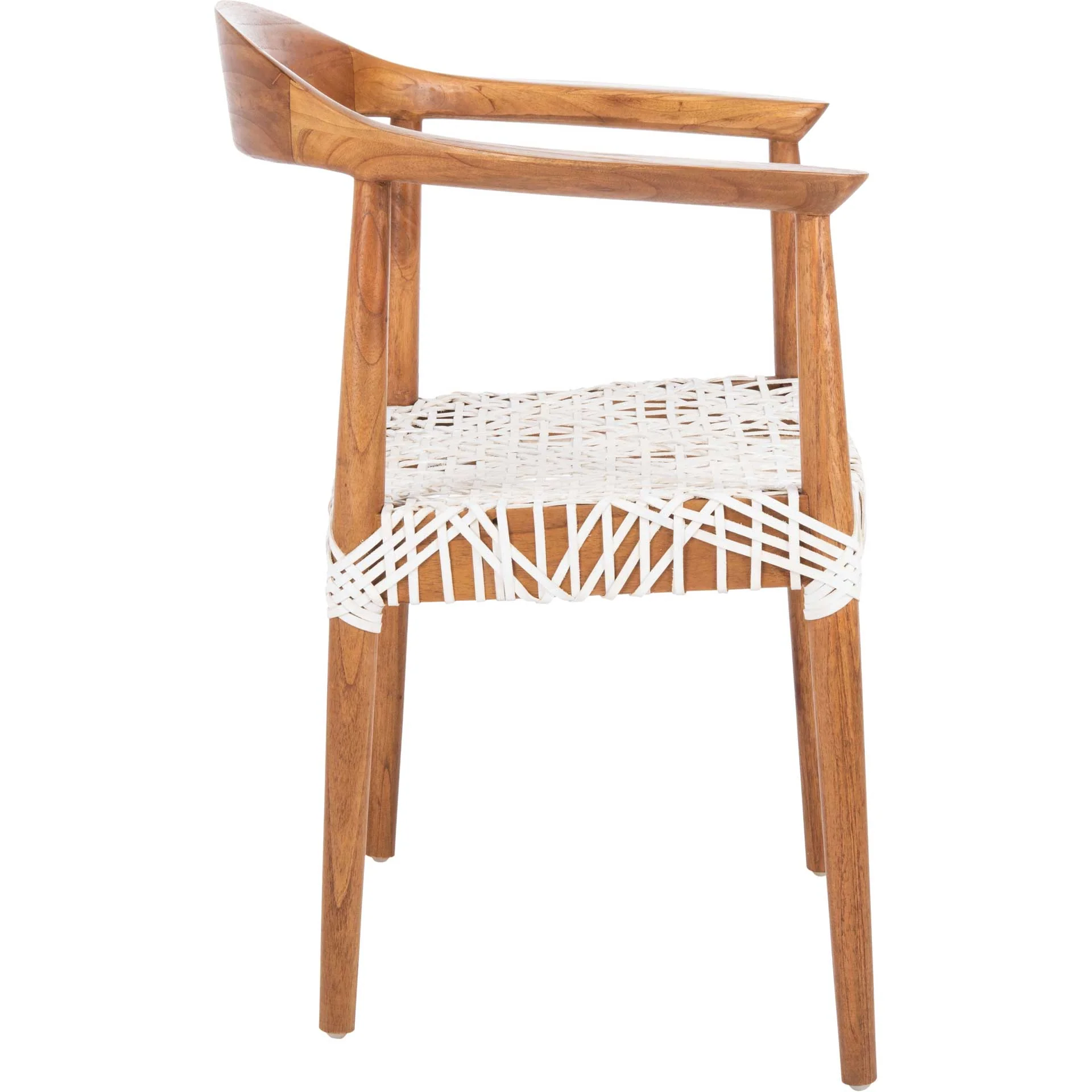 Justin Leather Woven Accent Chair Natural/White - Image 3