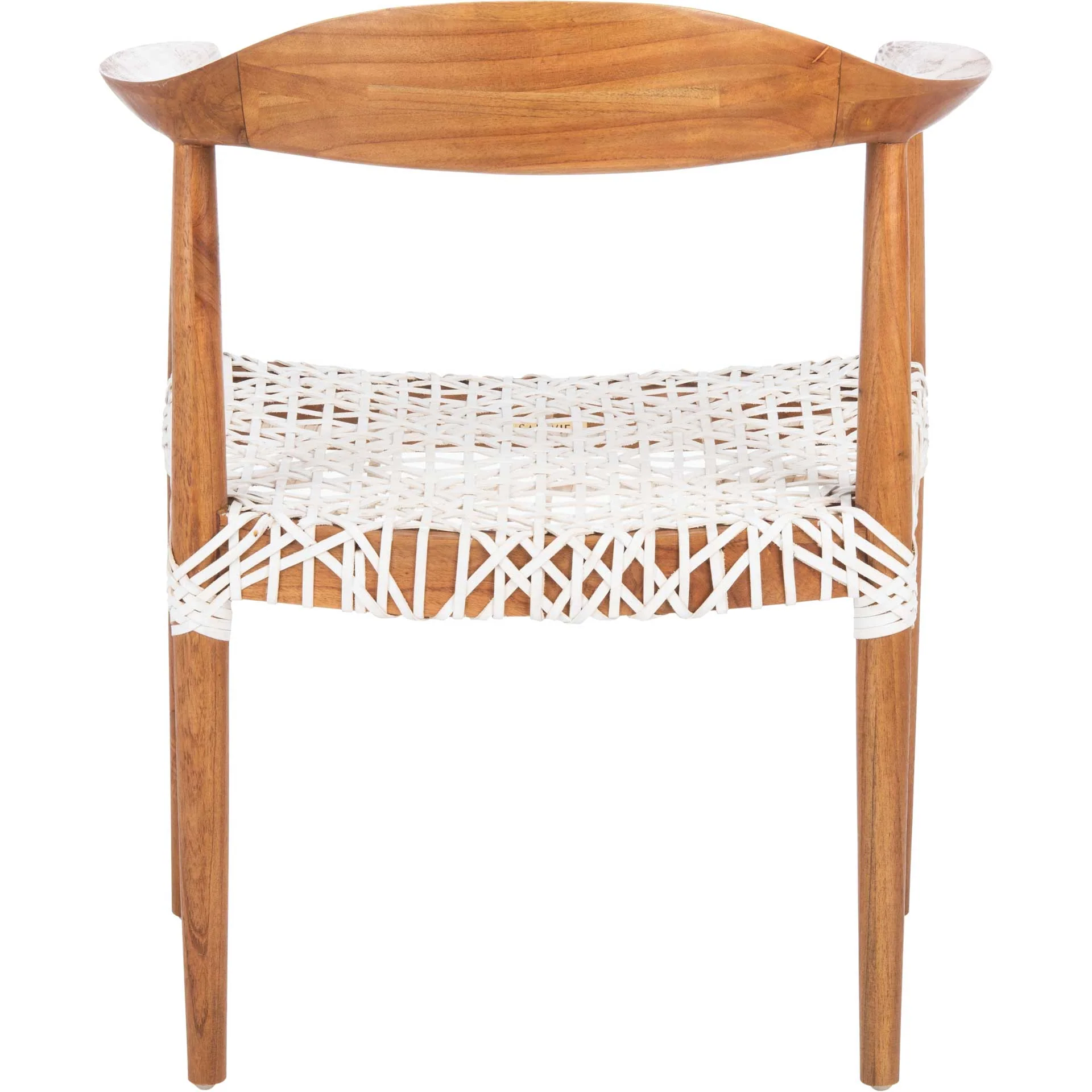 Justin Leather Woven Accent Chair Natural/White - Image 4