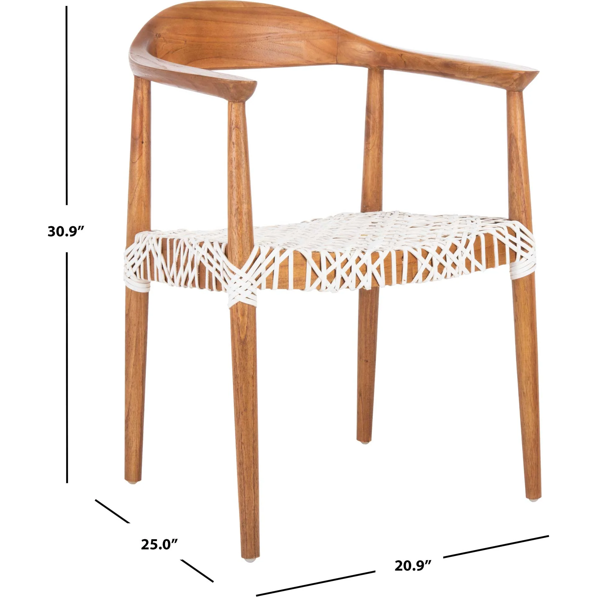 Justin Leather Woven Accent Chair Natural/White - Image 8