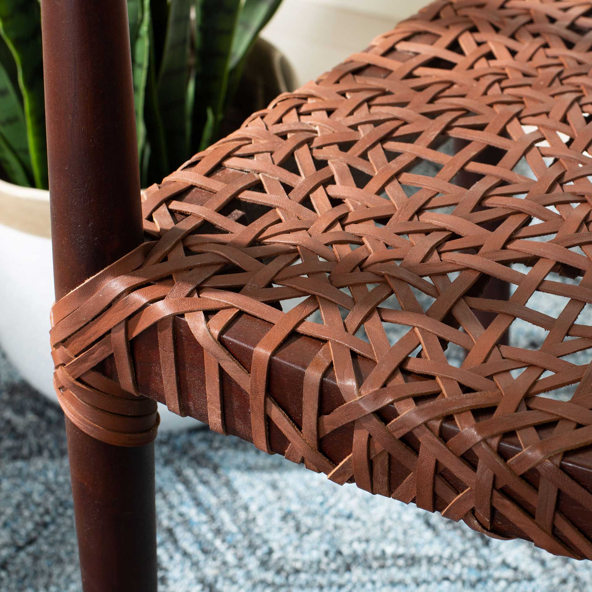 Justin Leather Woven Accent Chair Walnut/Brown - Image 11