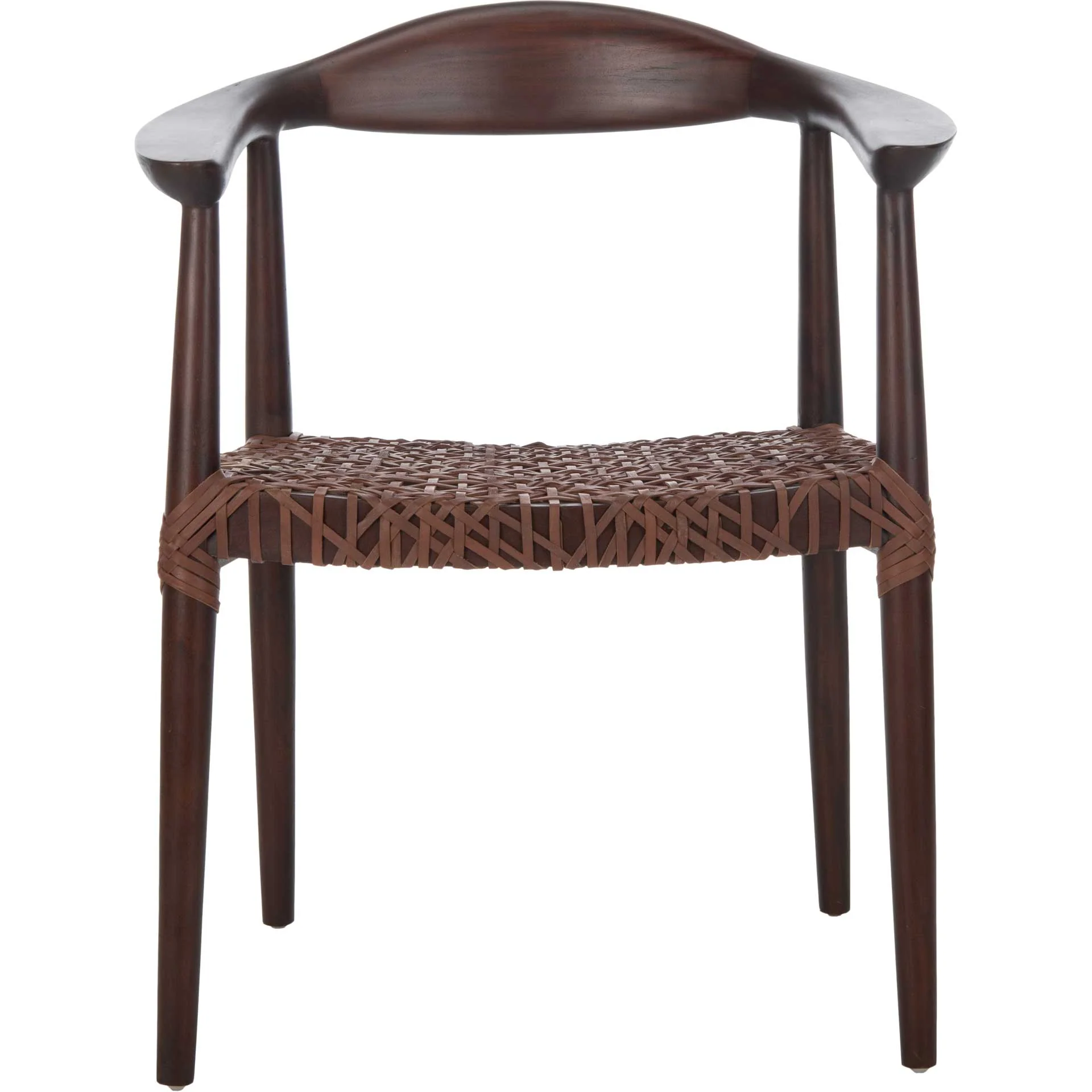 Justin Leather Woven Accent Chair Walnut/Brown - Image 2