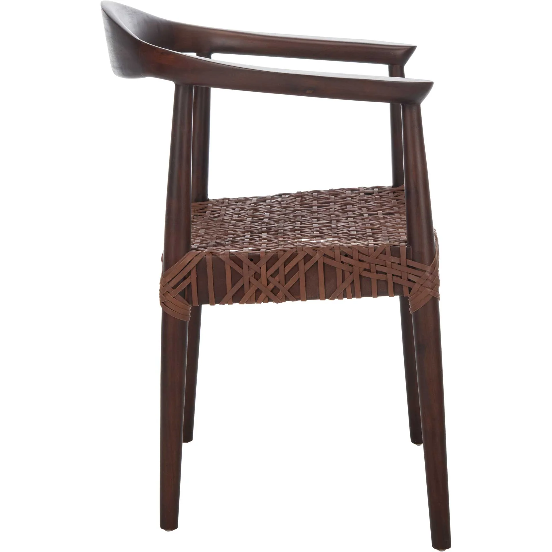 Justin Leather Woven Accent Chair Walnut/Brown - Image 3