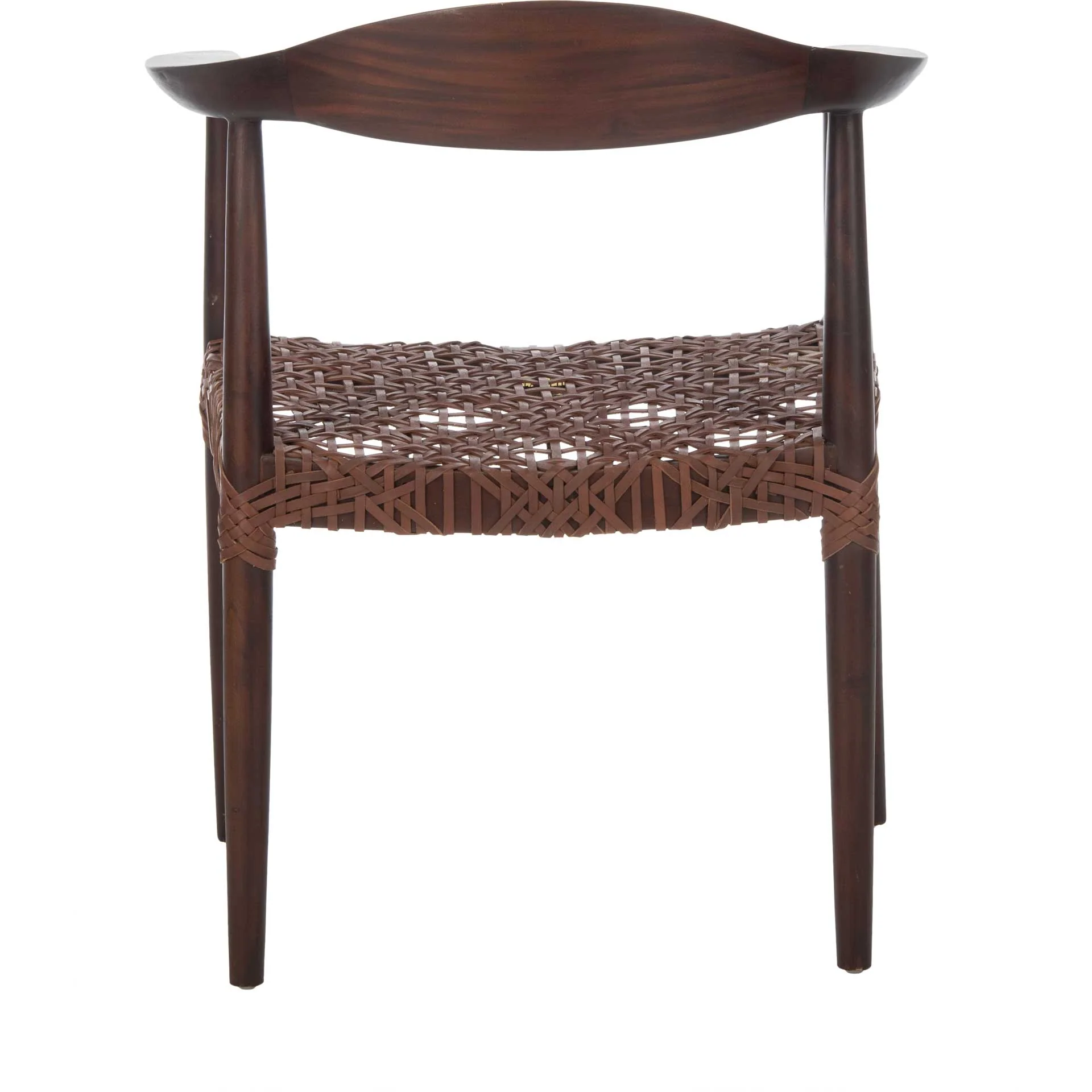 Justin Leather Woven Accent Chair Walnut/Brown - Image 4