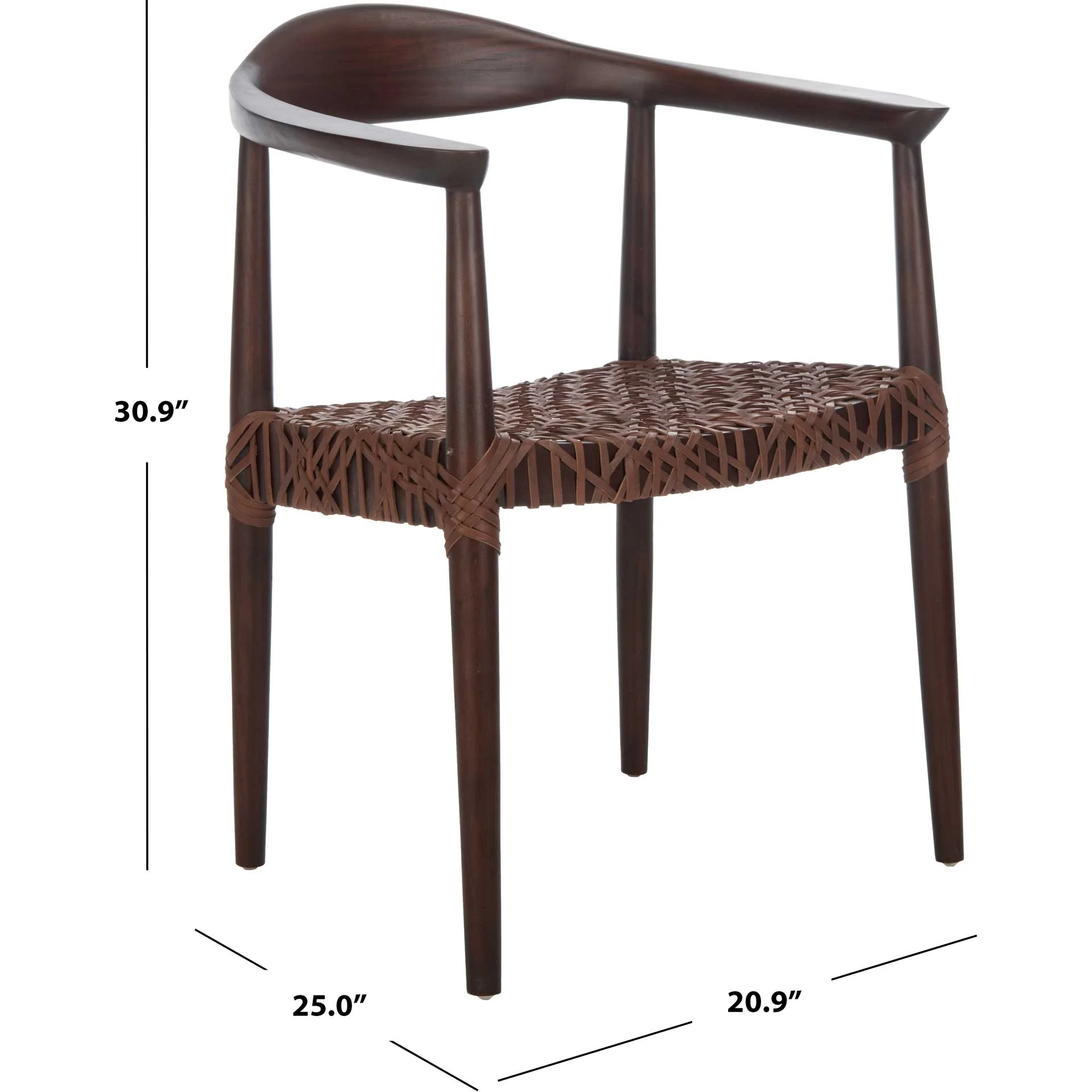 Justin Leather Woven Accent Chair Walnut/Brown - Image 9