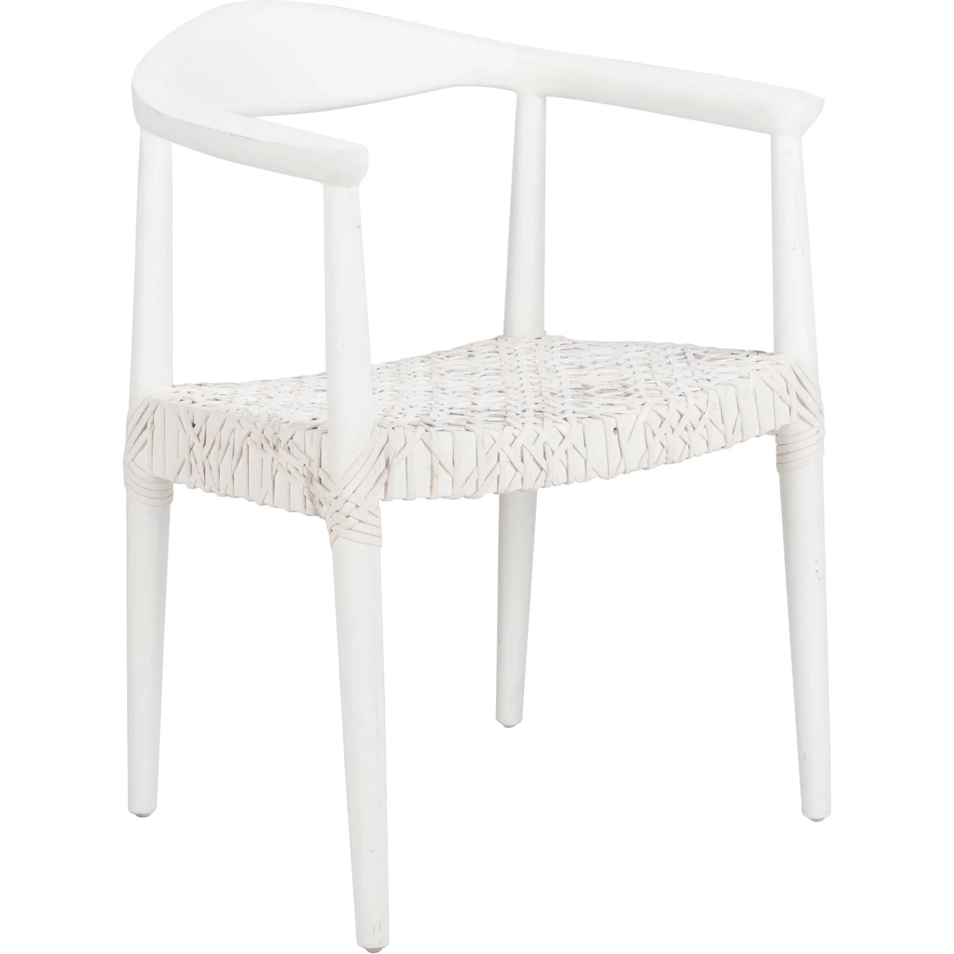 Justin Leather Woven Accent Chair White/Off-White - Image 2