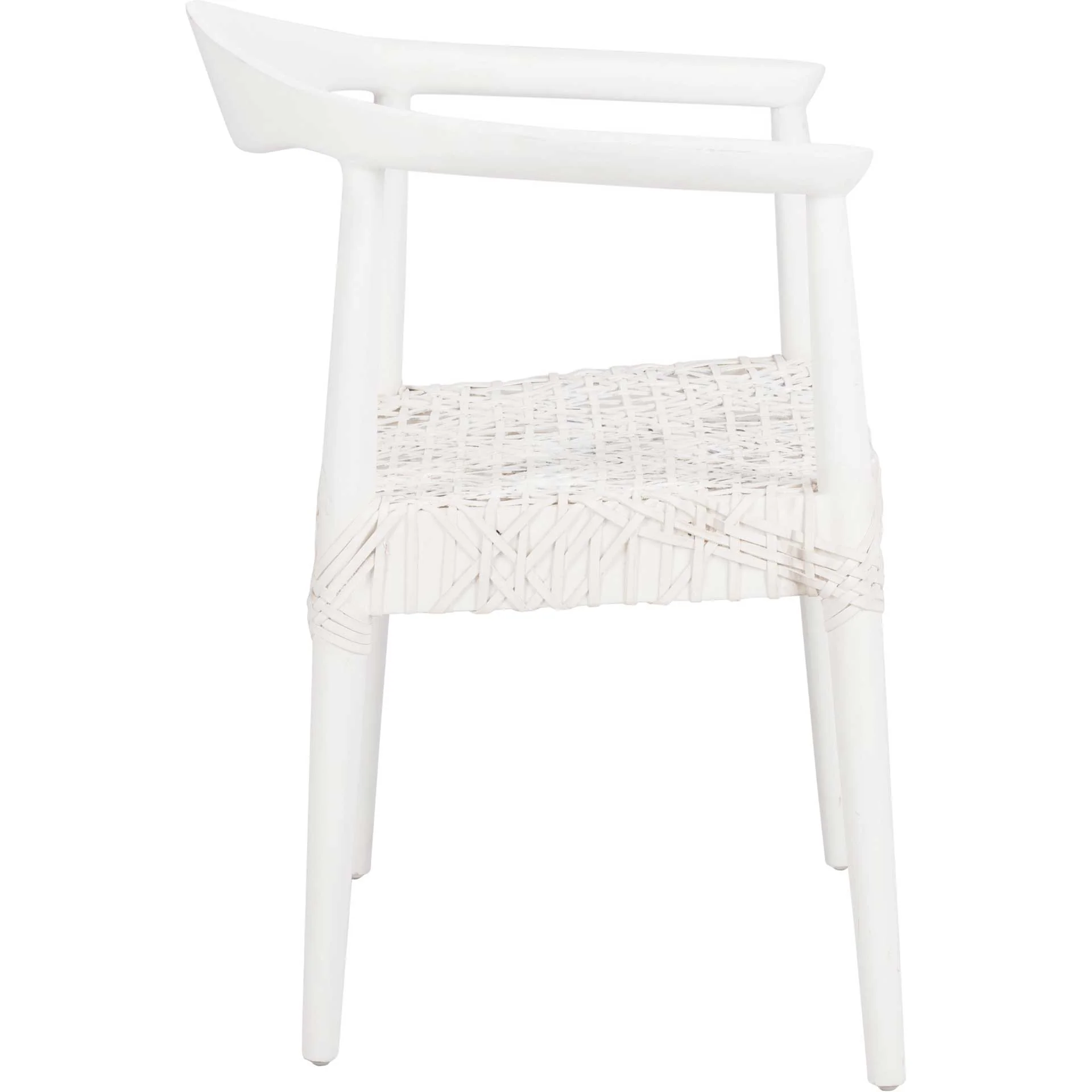 Justin Leather Woven Accent Chair White/Off-White - Image 3