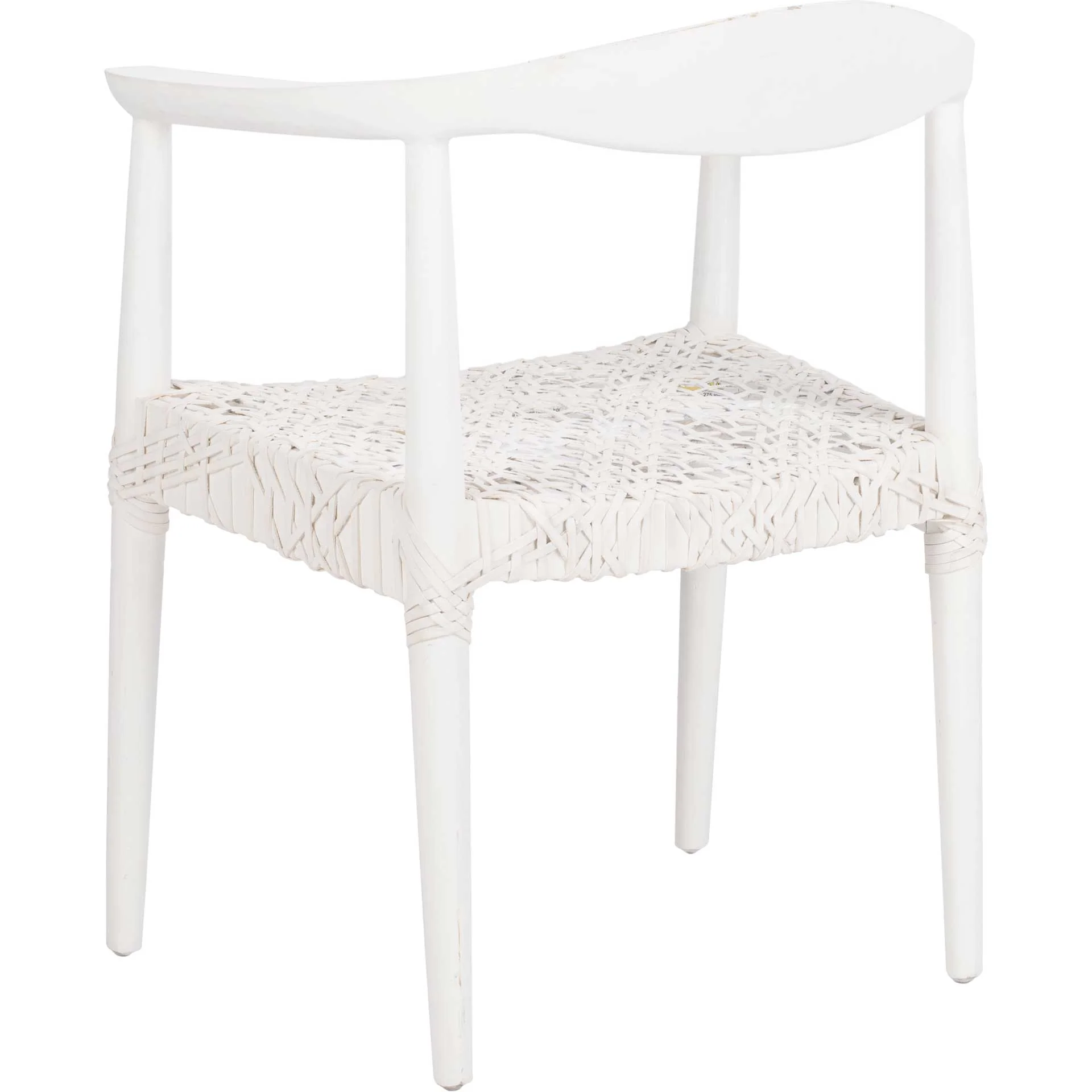 Justin Leather Woven Accent Chair White/Off-White - Image 4