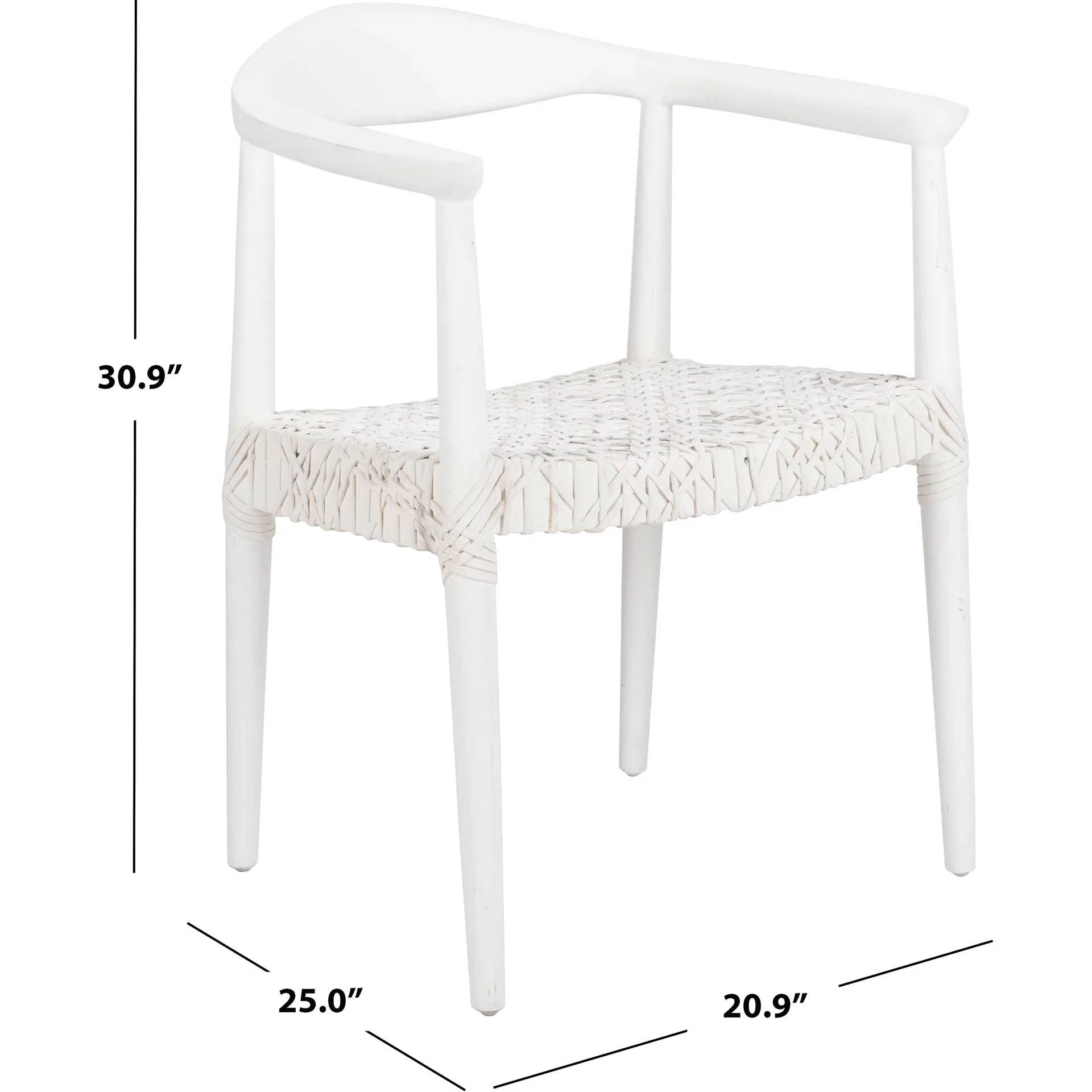 Justin Leather Woven Accent Chair White/Off-White - Image 8