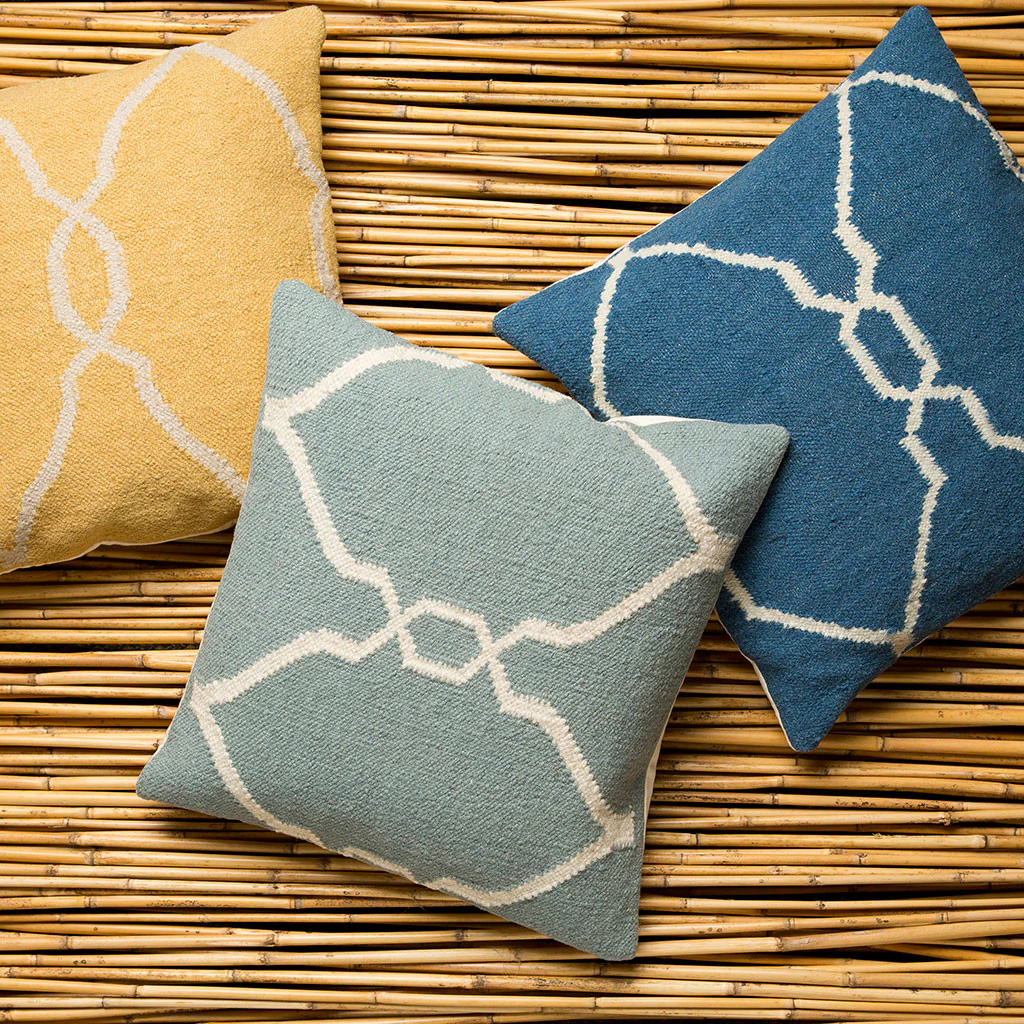 Juxtaposed Geometric Cobalt/Beige Pillow - Image 2