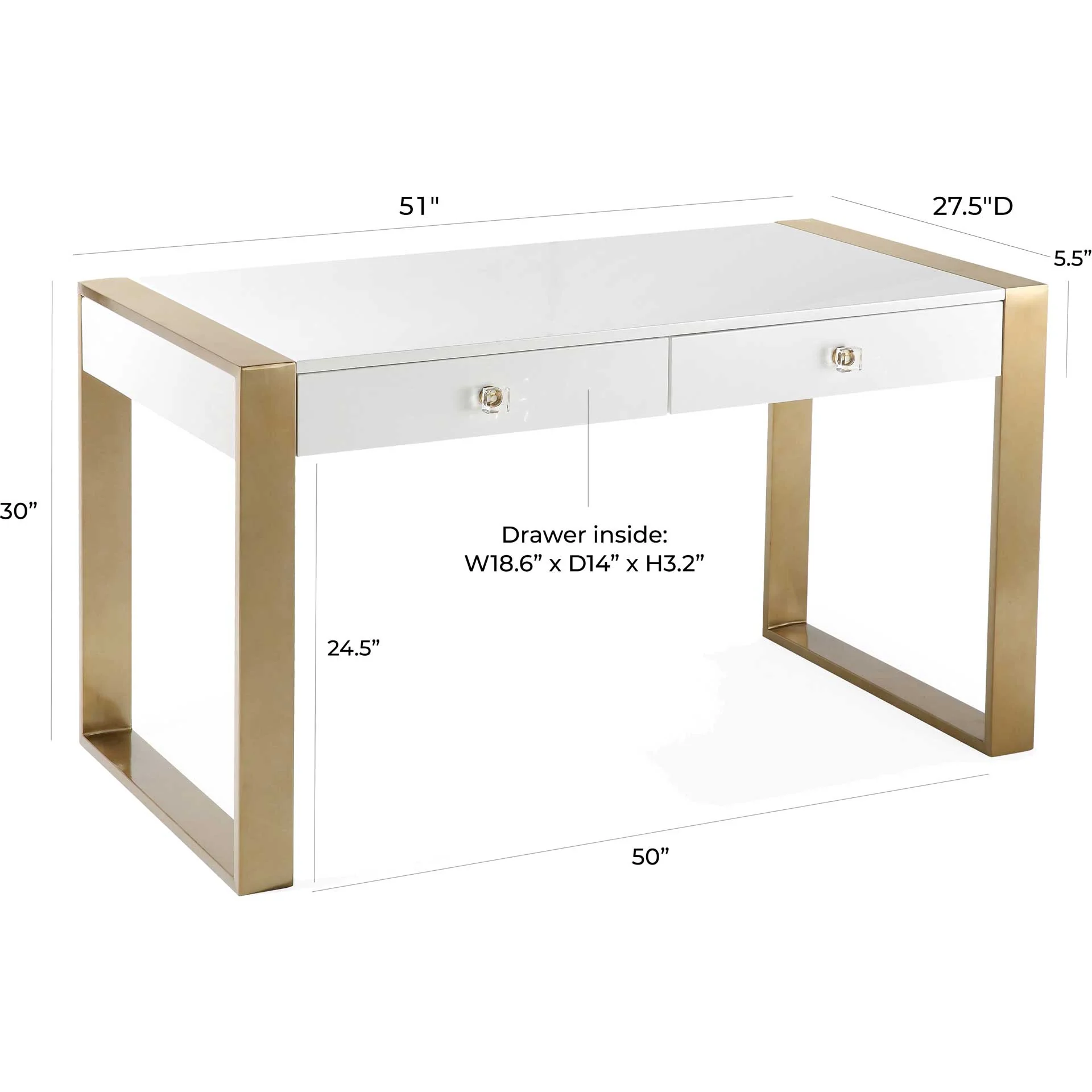 Kaira Writing Desk Gold/White - Image 8