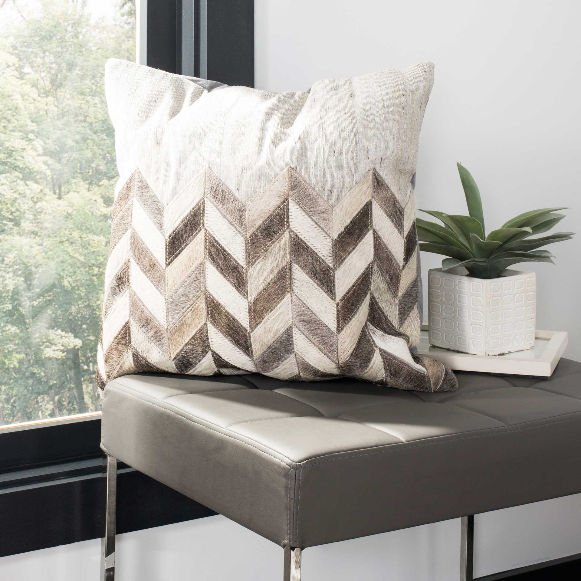Kairo Cowhide Pillow Gray - Image 2
