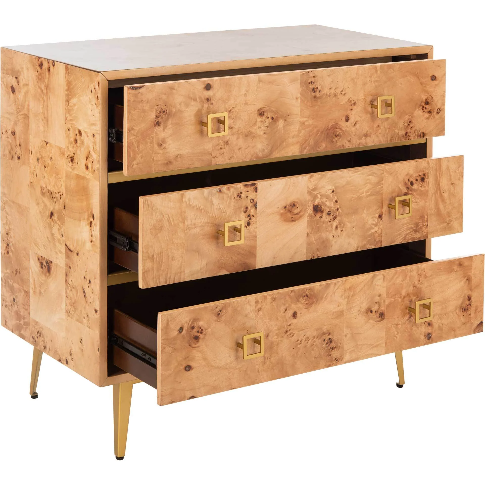 Kaiya 3 Drawer Chest Natural/Gold - Image 2