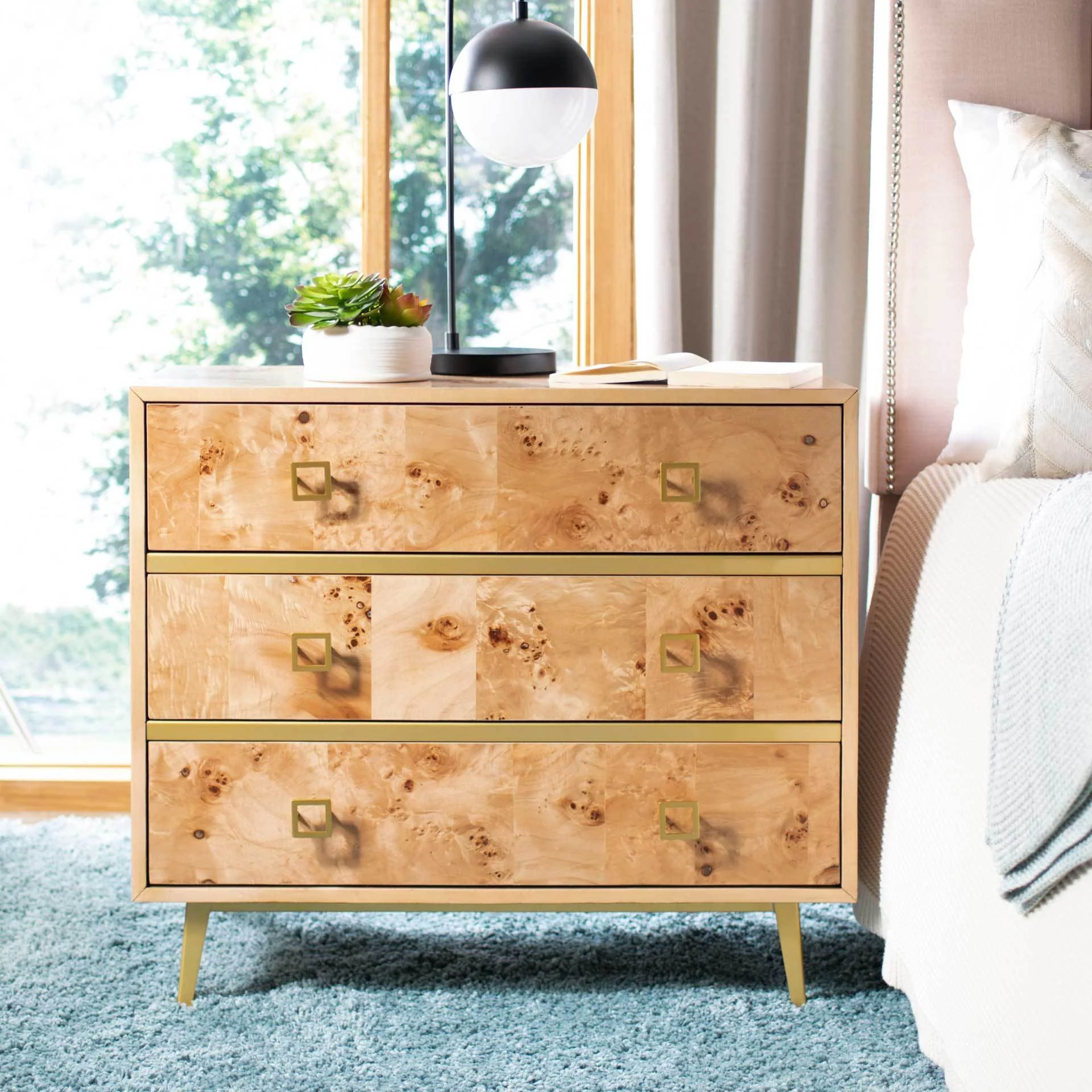 Kaiya 3 Drawer Chest Natural/Gold - Image 7