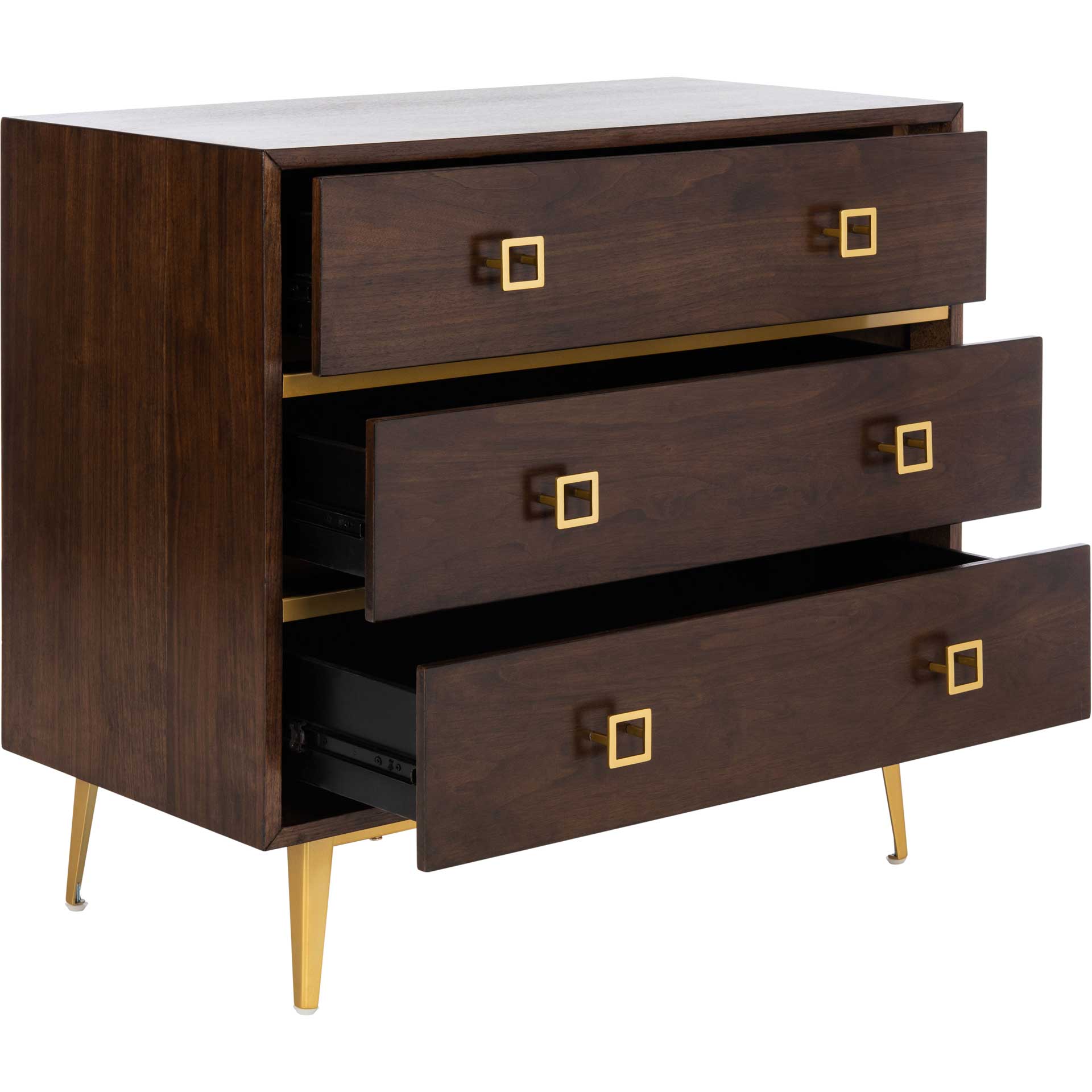 Kaiya 3 Drawer Chest Natural Walnut/Gold - Image 2