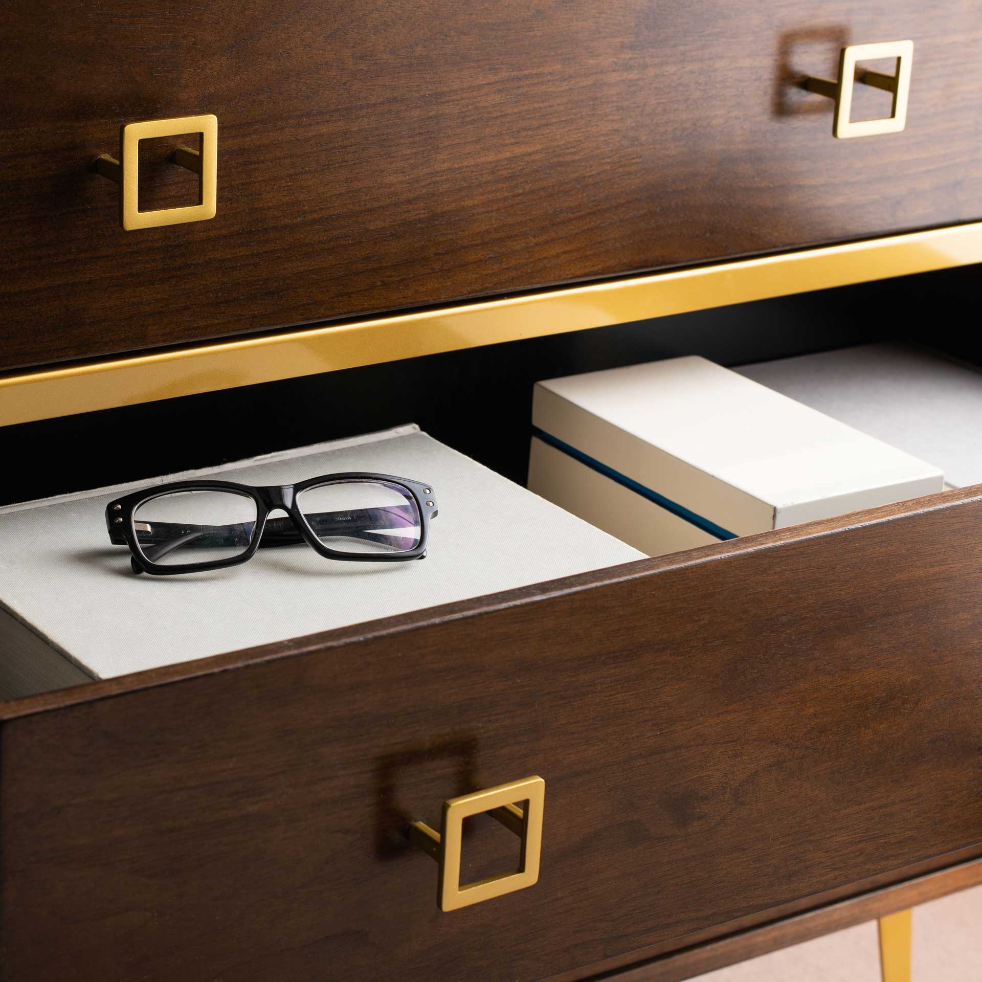 Kaiya 3 Drawer Chest Natural Walnut/Gold - Image 9