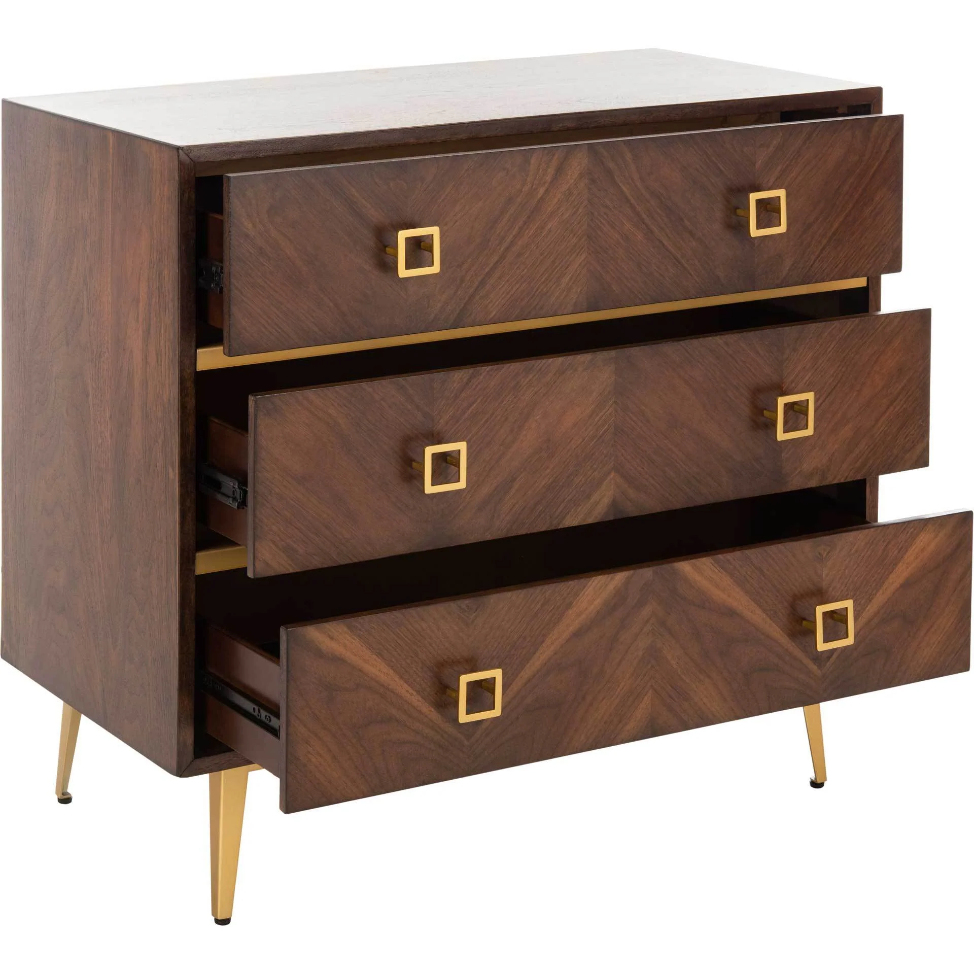 Kaiya 3 Drawer Chest Walnut/Gold - Image 2