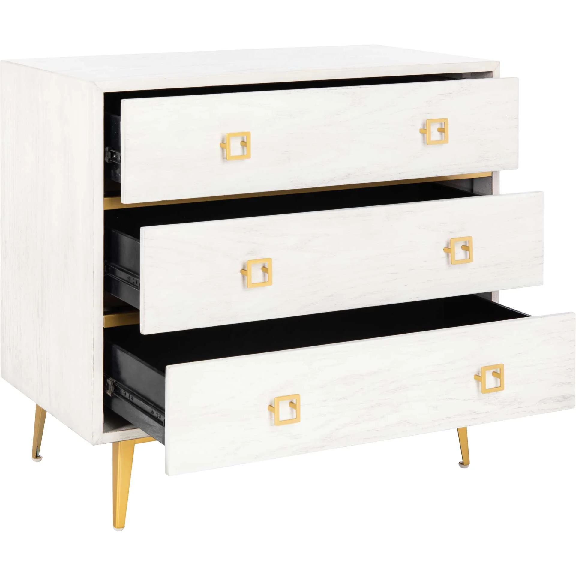 Kaiya 3 Drawer Chest White Wash/Gold - Image 2