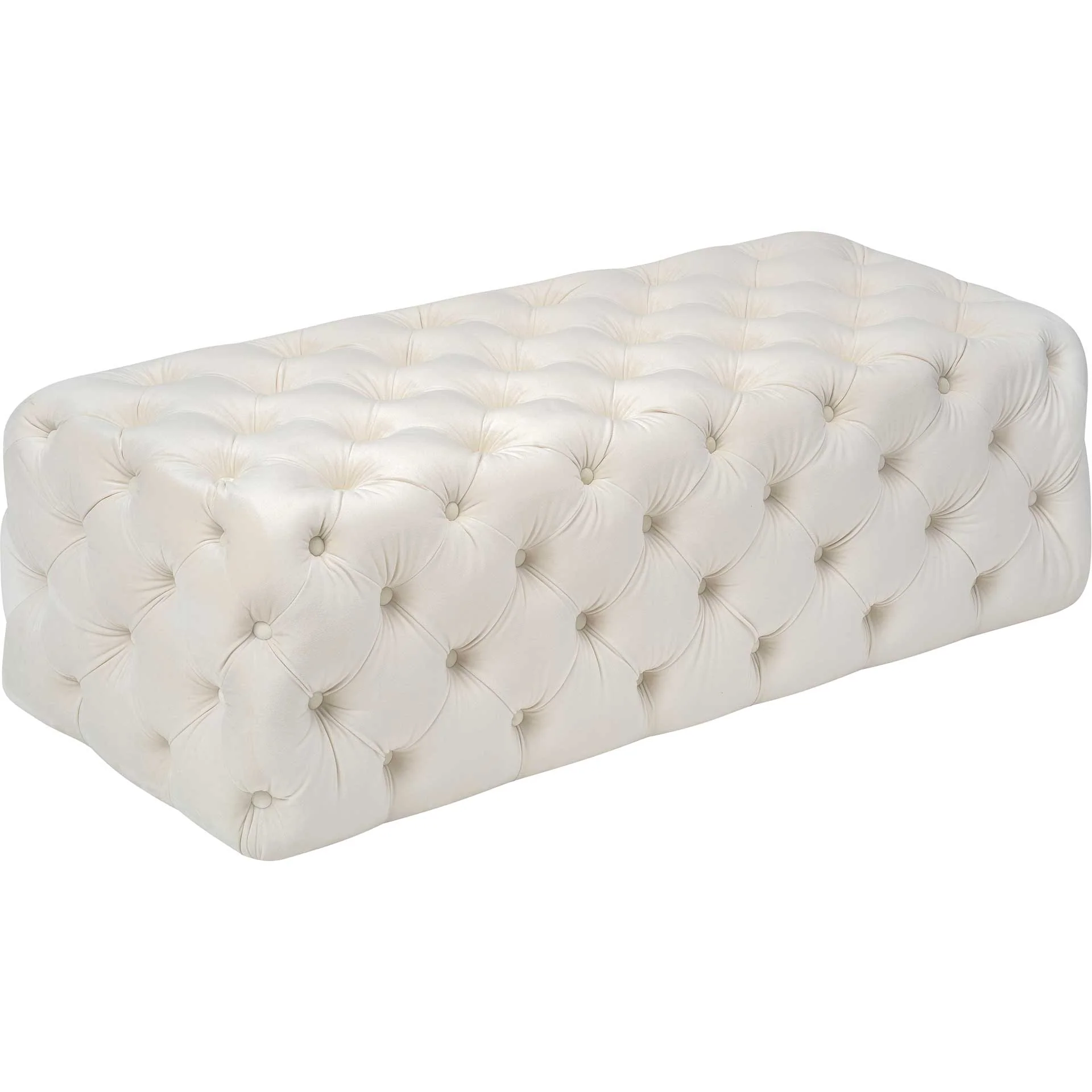 Kalel Velvet Ottoman Cream - Image 3