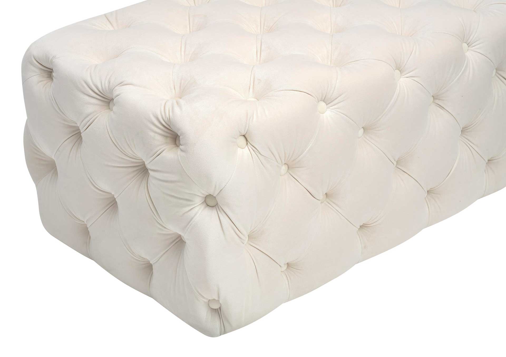 Kalel Velvet Ottoman Cream - Image 4