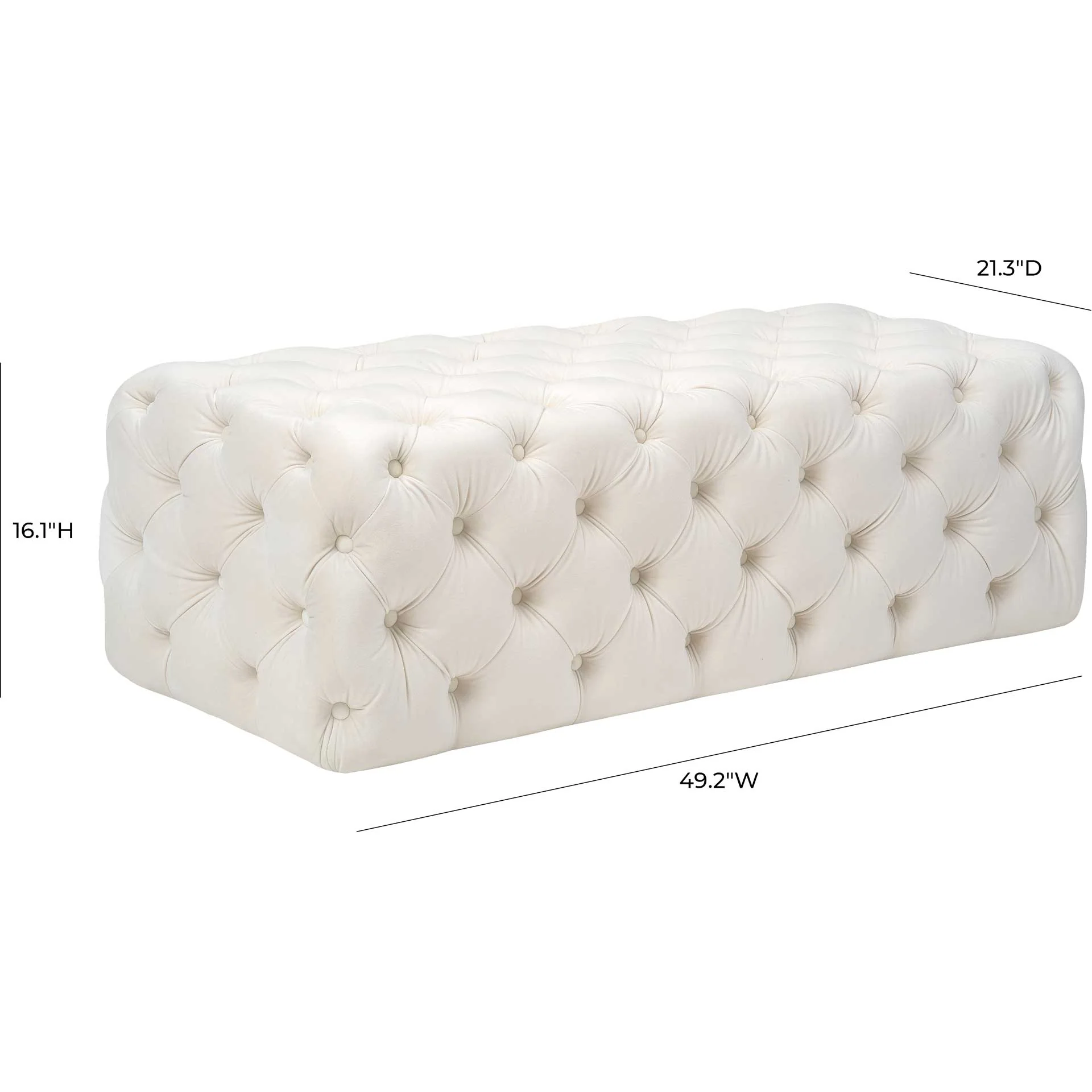Kalel Velvet Ottoman Cream - Image 5