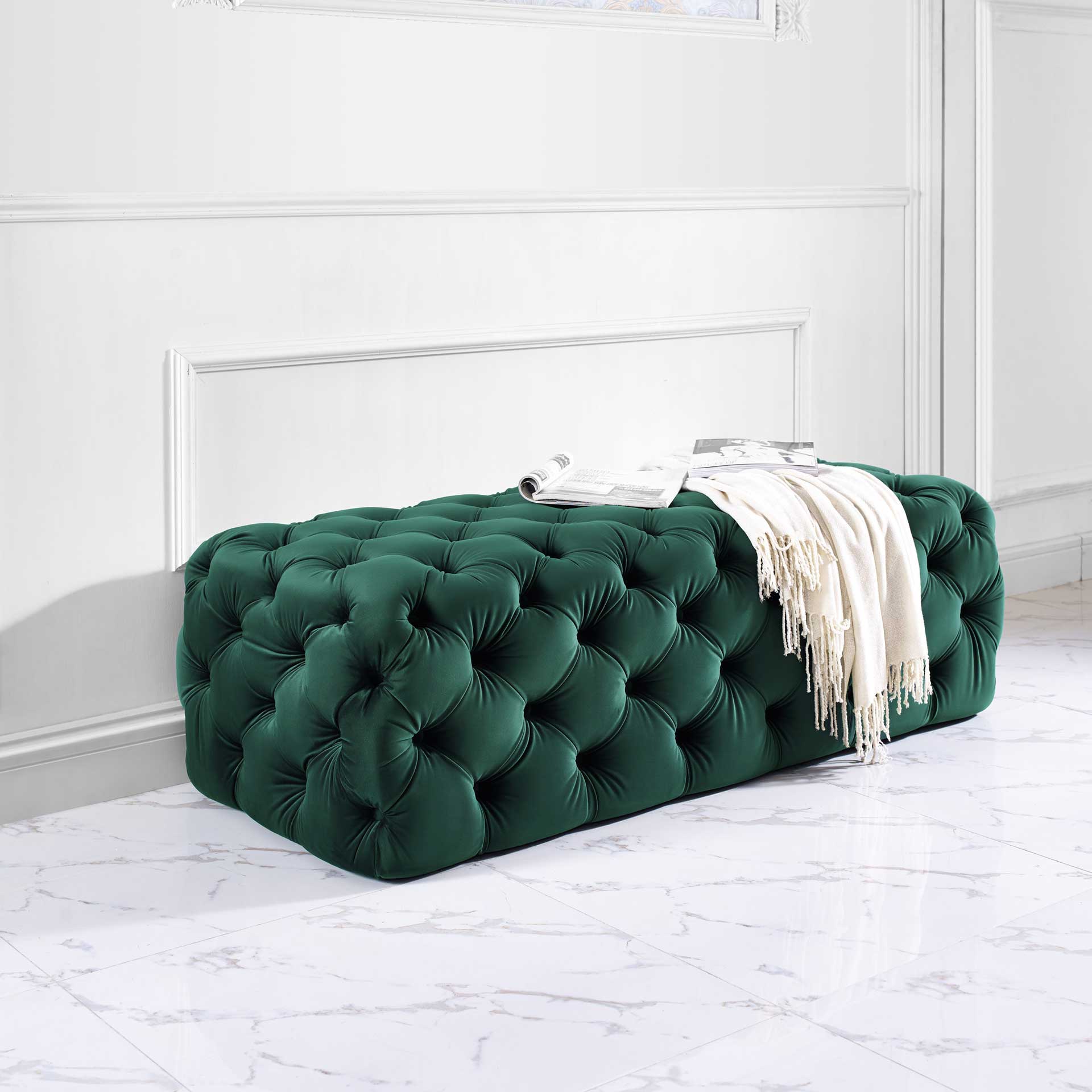 Kalel Velvet Ottoman Green - Image 6