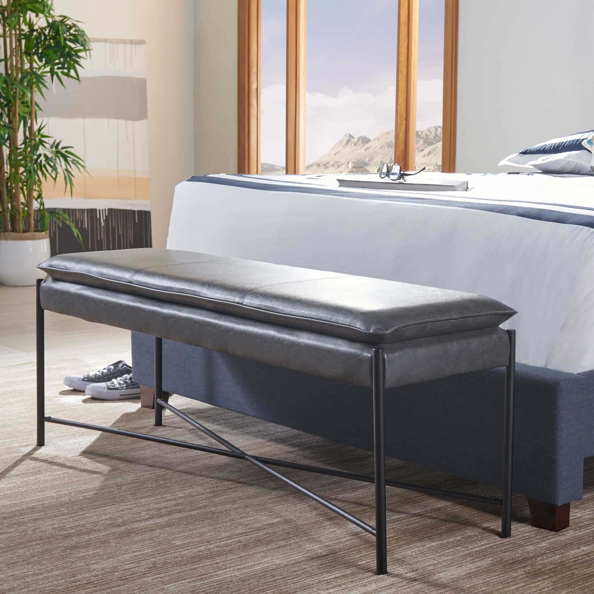Kamari Cushioned X Bench Gray/Black - Image 6