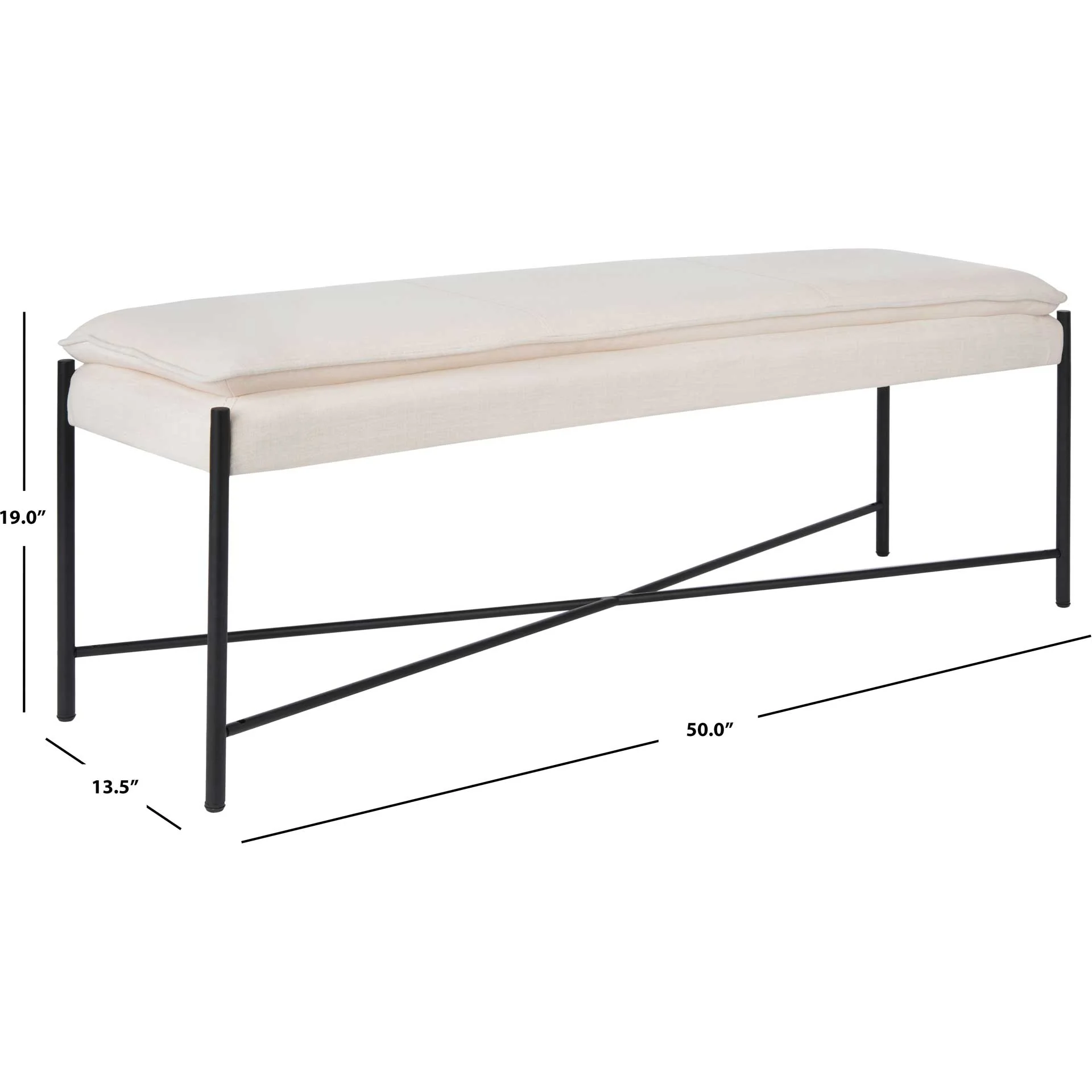 Kamari Cushioned X Bench Light Beige/Black - Image 6