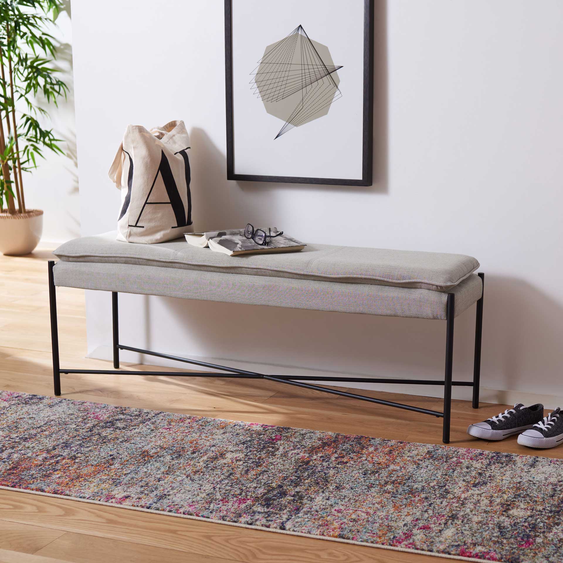 Kamari Cushioned X Bench Light Gray/Black - Image 5