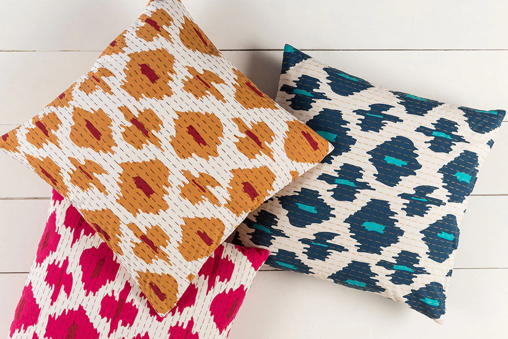 Kantha Navy/Aqua Pillow - Image 2