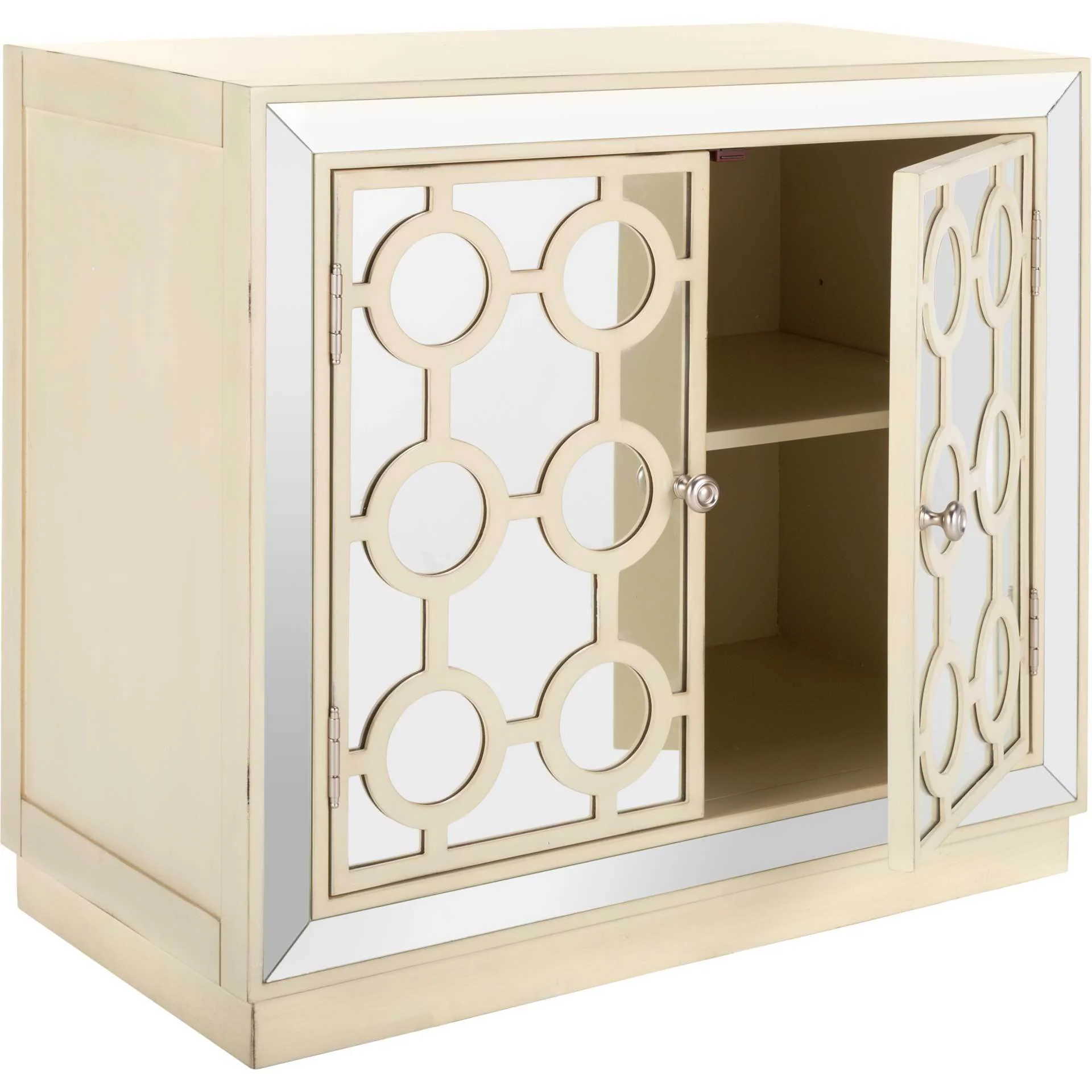 Kara 2 Door Chest Antique Beige/Nickel/Mirror - Image 2