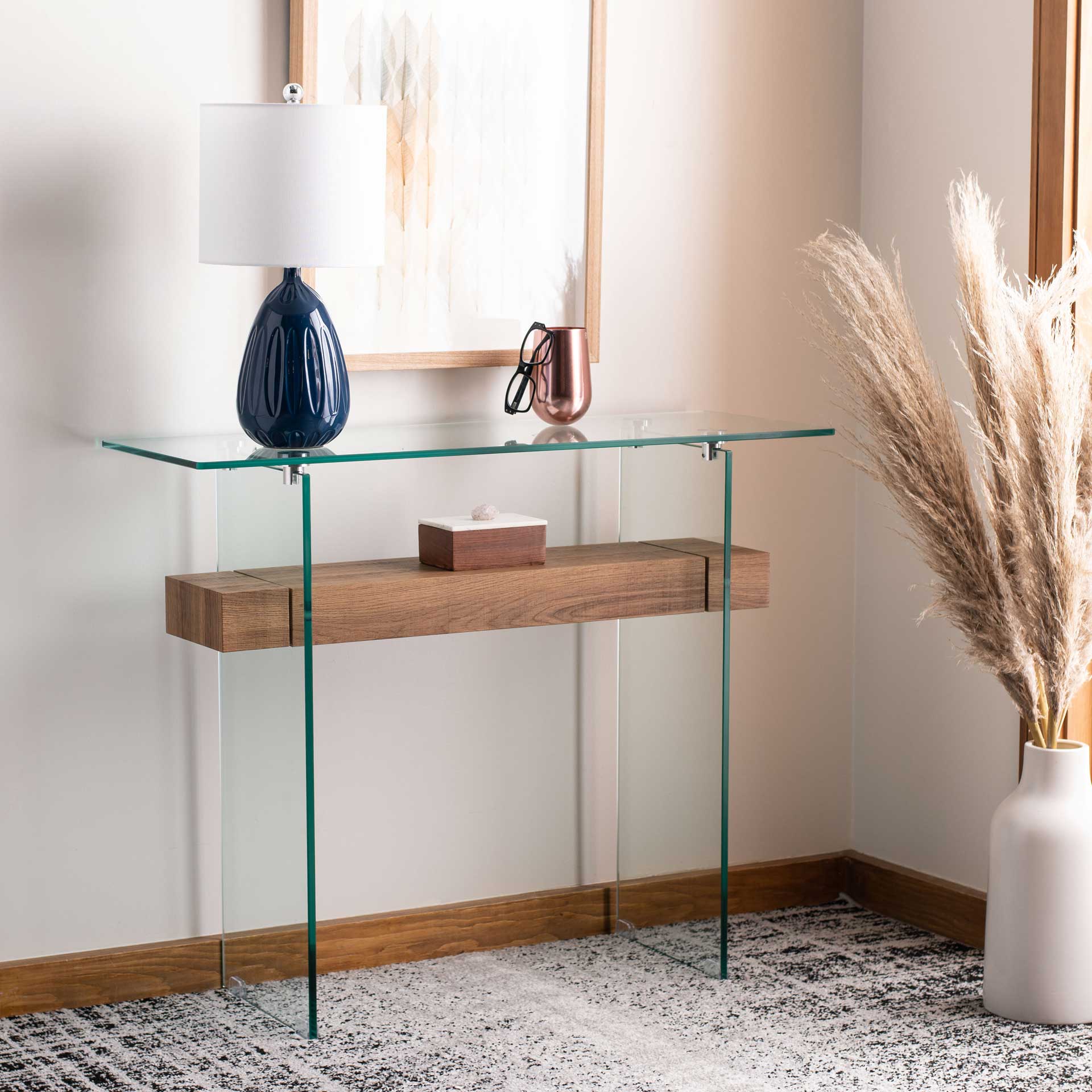 Karis Console Table Glass/Natural Brown - Image 4