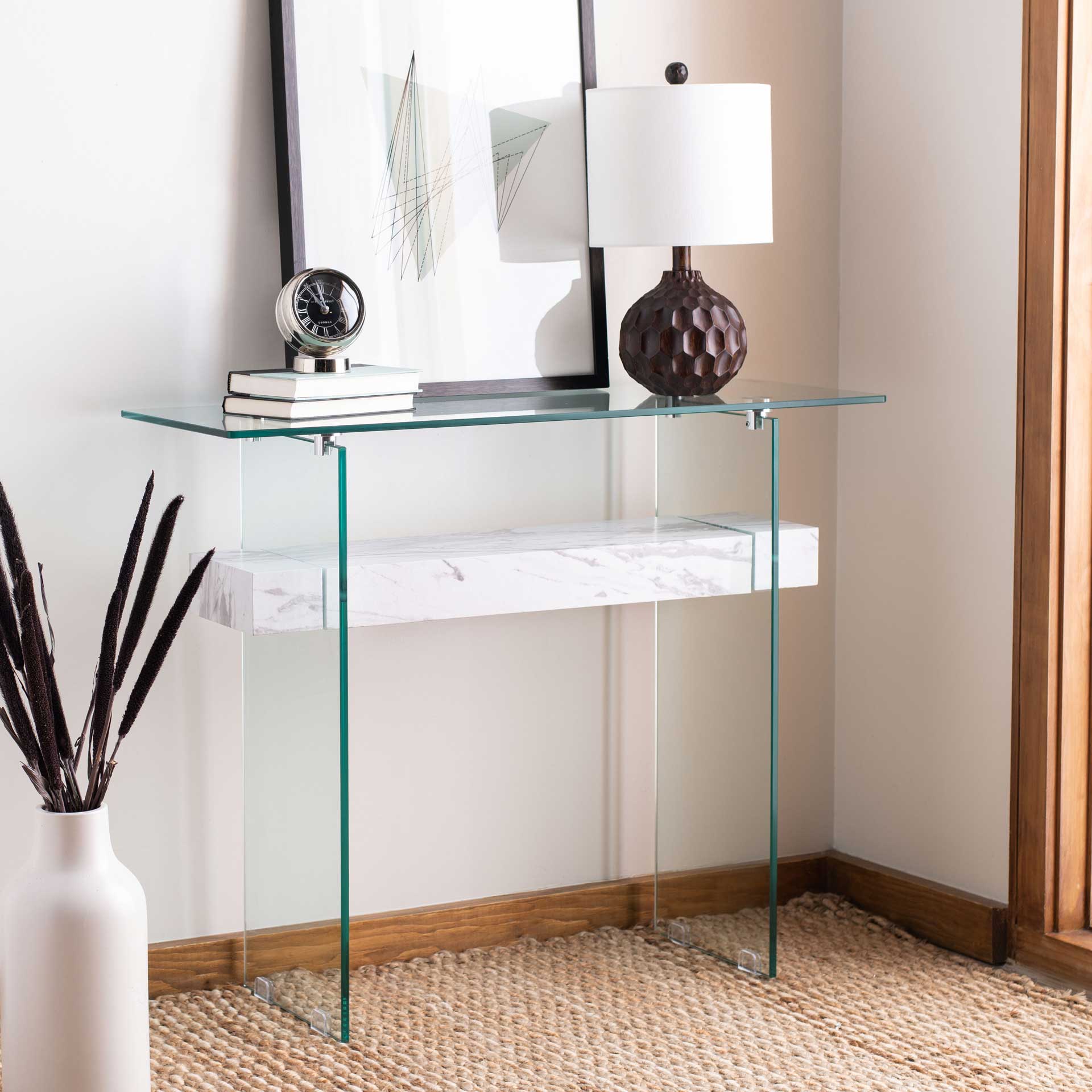 Karis Console Table Glass/White - Image 4