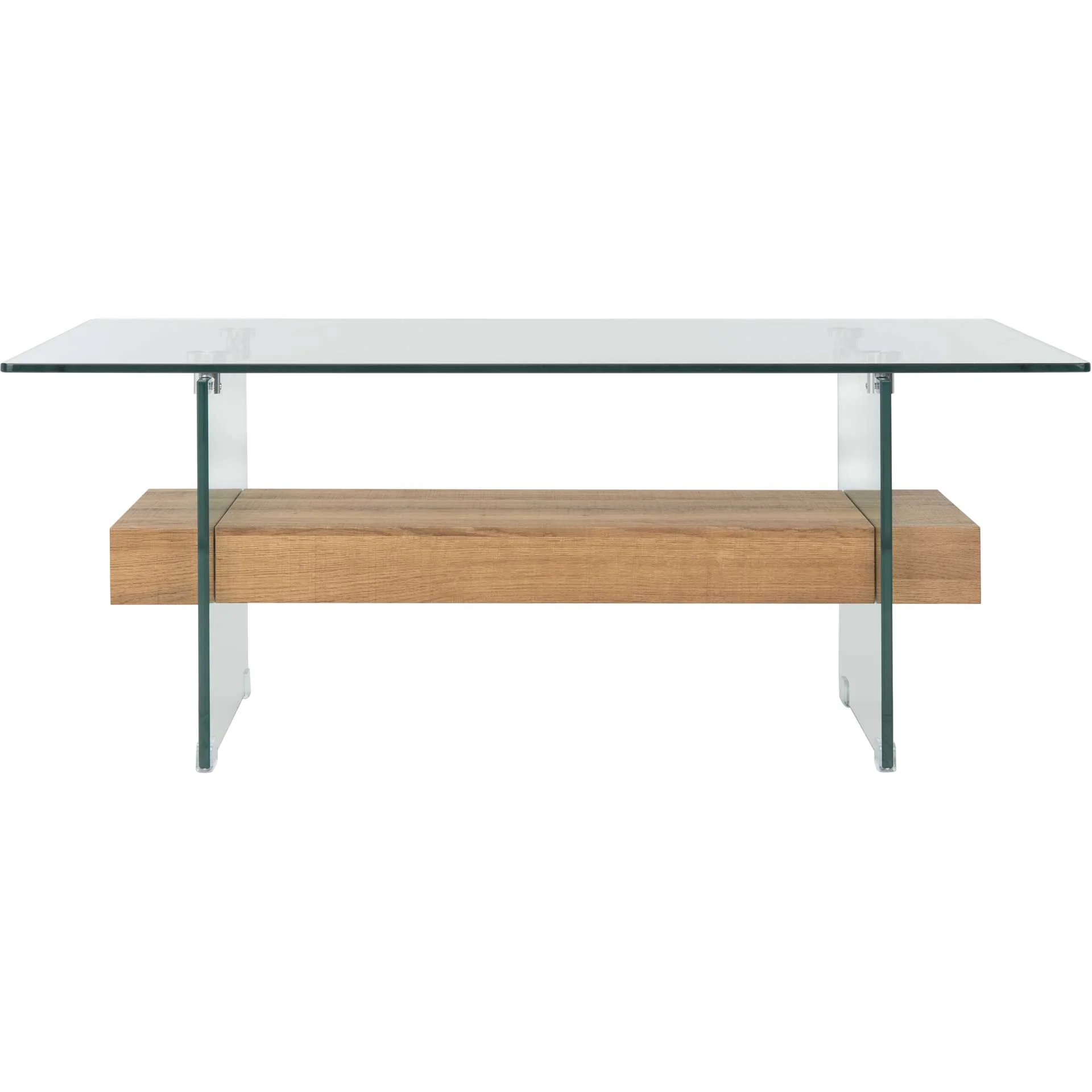 Karis Glass Coffee Table Glass/Natural Brown - Image 2