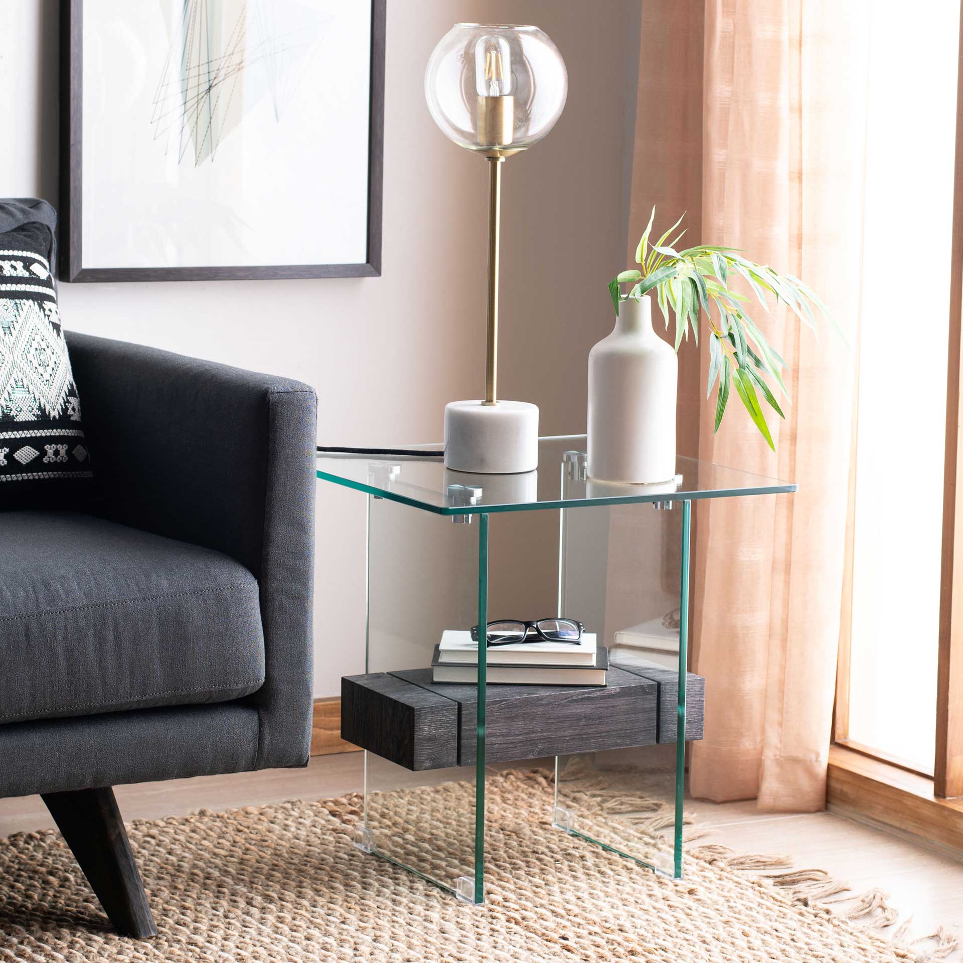 Karis Side Table Glass/Black Oak - Image 4