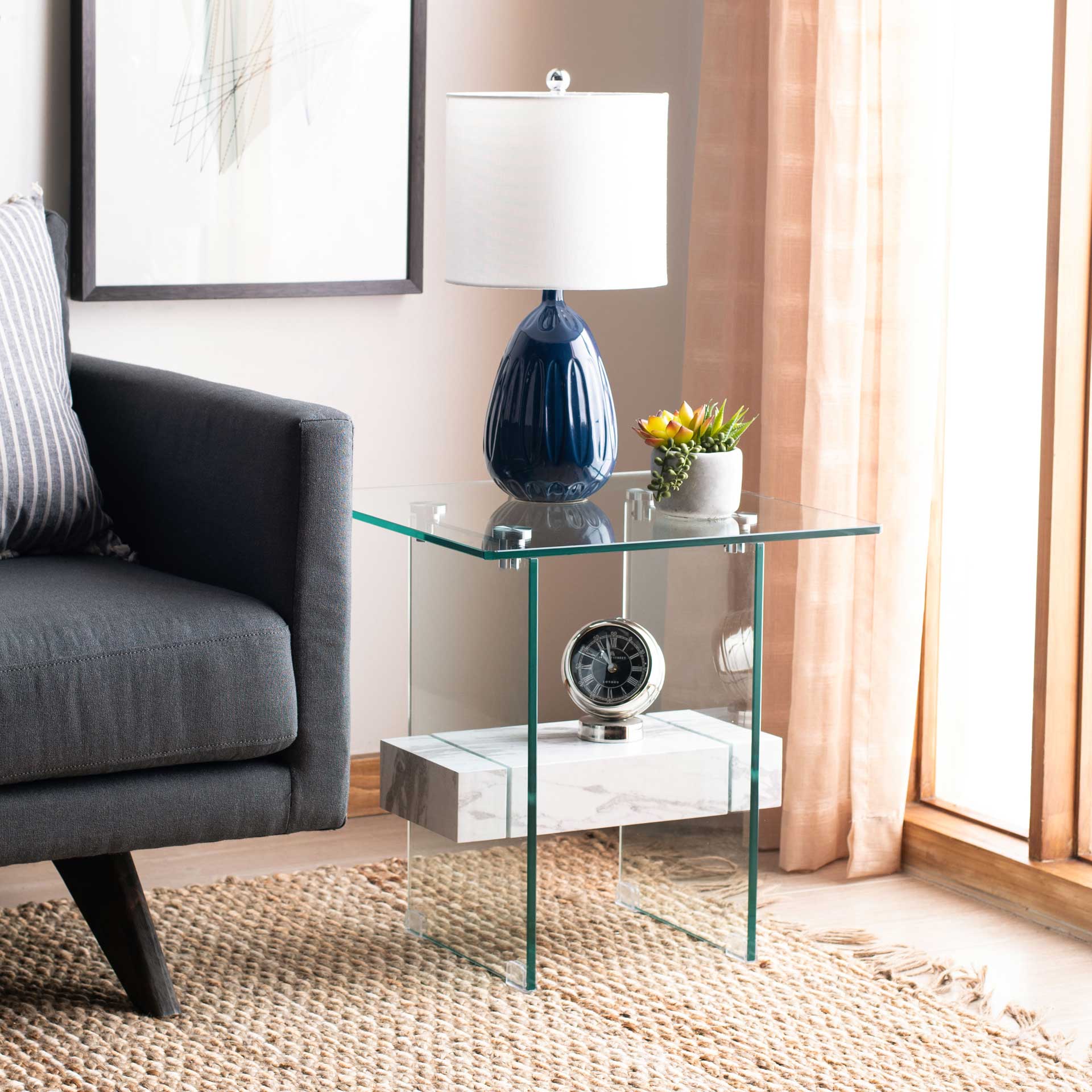 Karis Side Table Glass/White - Image 4