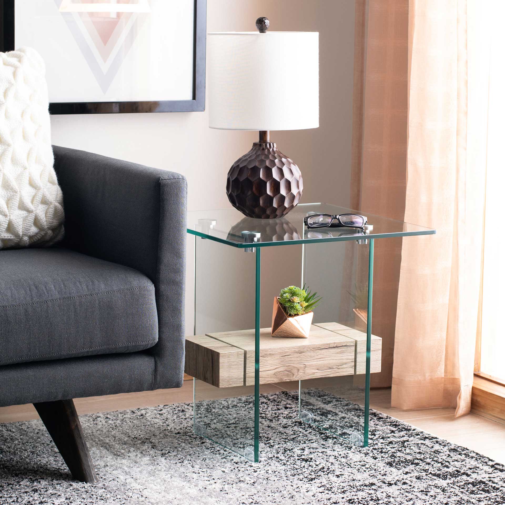 Karis Side Table Natural/Glass - Image 4