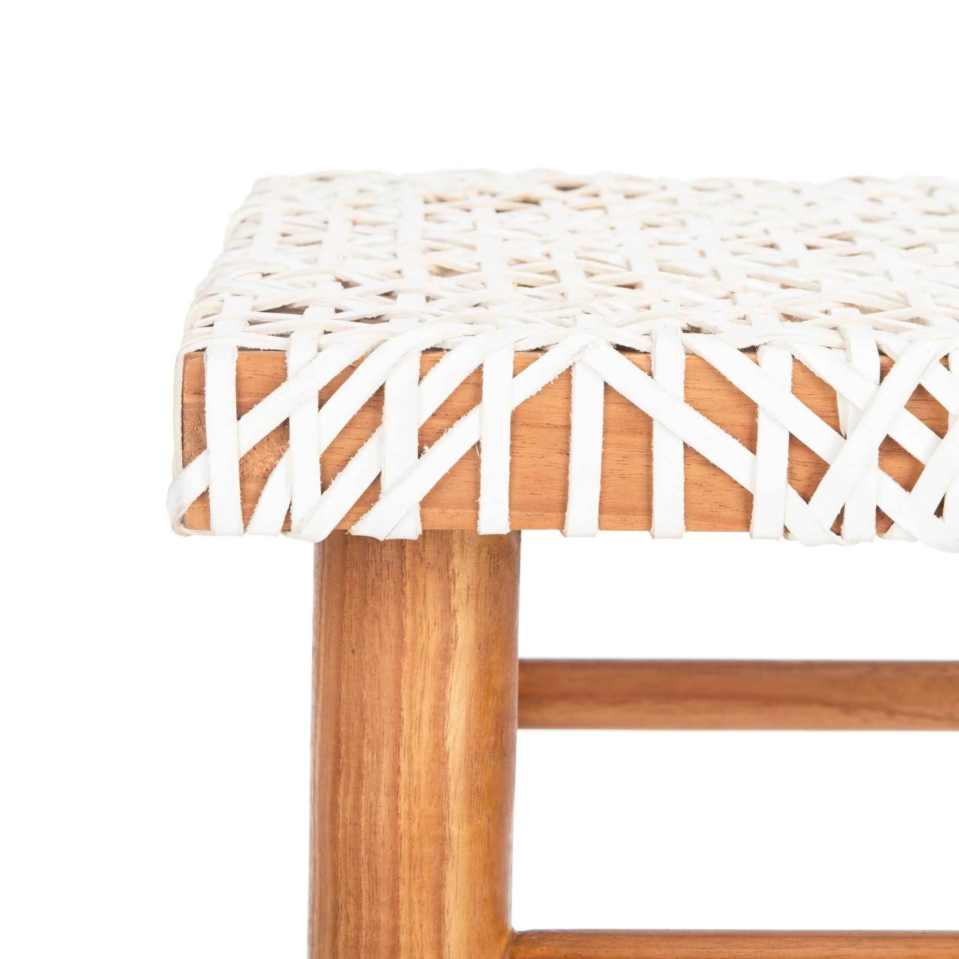 Karla Woven Leather Bar Stool - Image 3