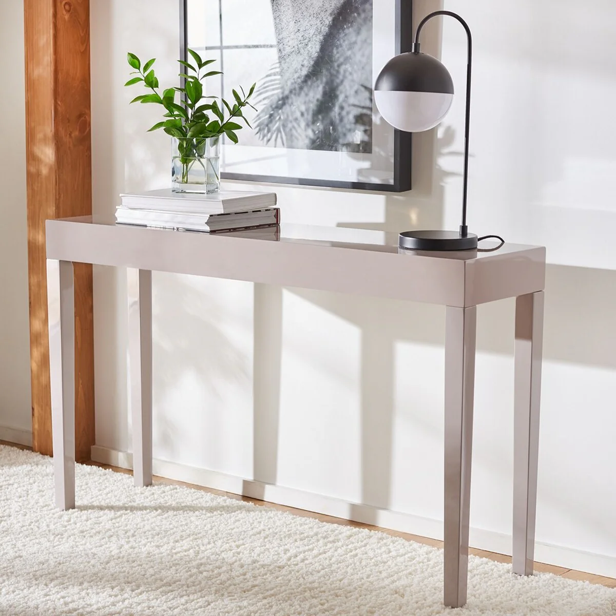 Kasey Lacquer Console Table Taupe - Image 4